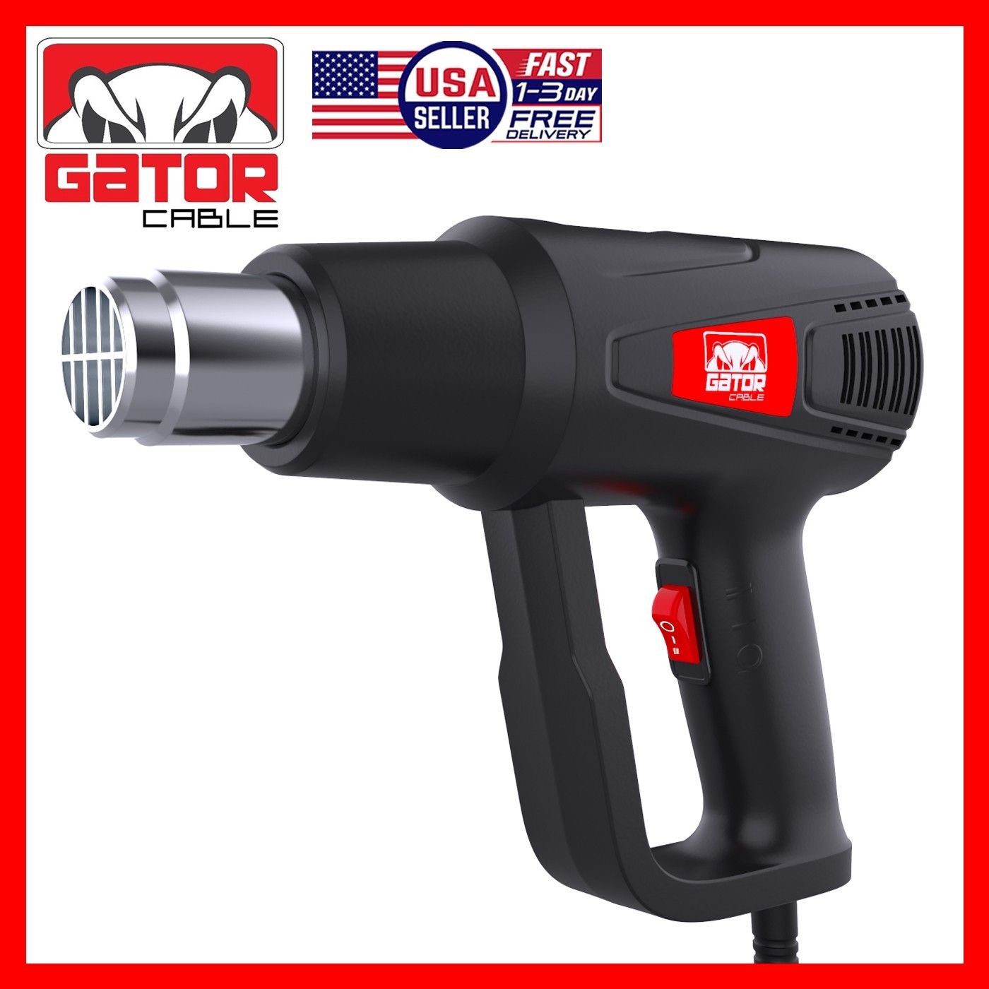 2000W Heat Gun Hot Air Gun Wind Blower Dual Temperature Settings High Power Tool