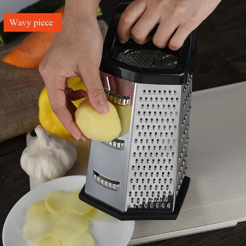Stainless Steel Box Grater – 6 Sided, Multi-purpose Cheese and Veggie Cutter