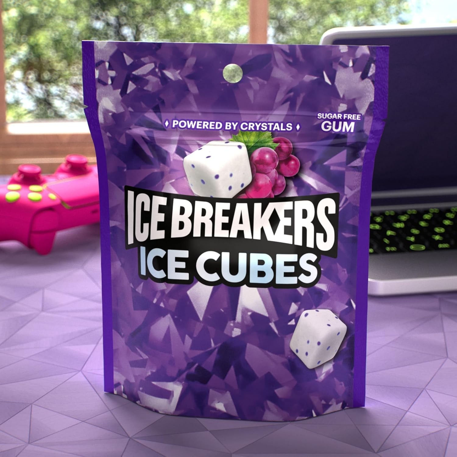 Ice Breakers Ice Cubes Arctic Grape Sugar Free Gum Pouch 100 Pieces 8.11oz