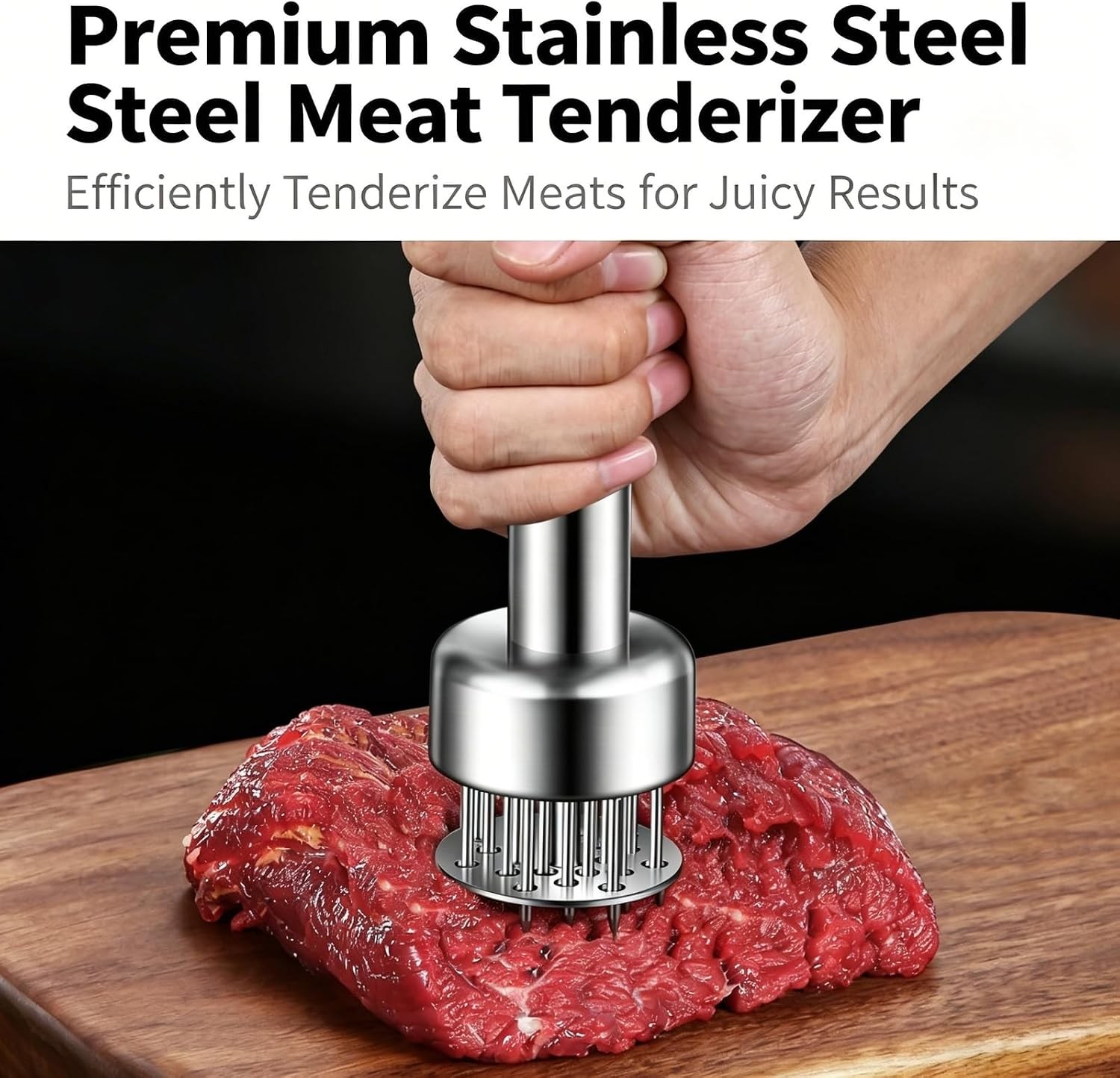 Meat Tenderizer Tool – 21 Needles Stainless Steel for Tenderizing Kitchen Tool