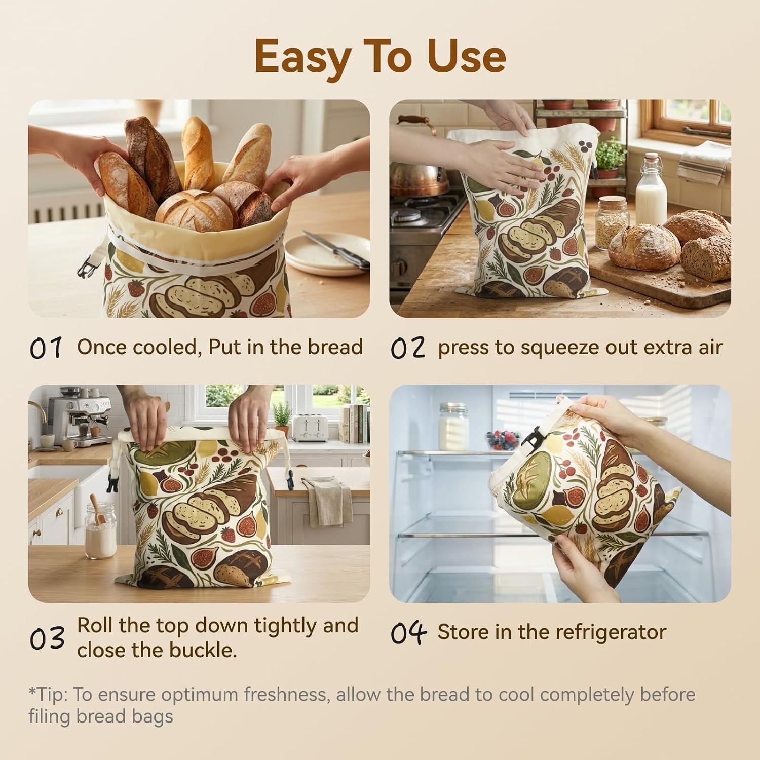 Bread Bags for Homemade Bread – 2 Packs XL Beeswax Bread Bags, 2026 Reusable …
