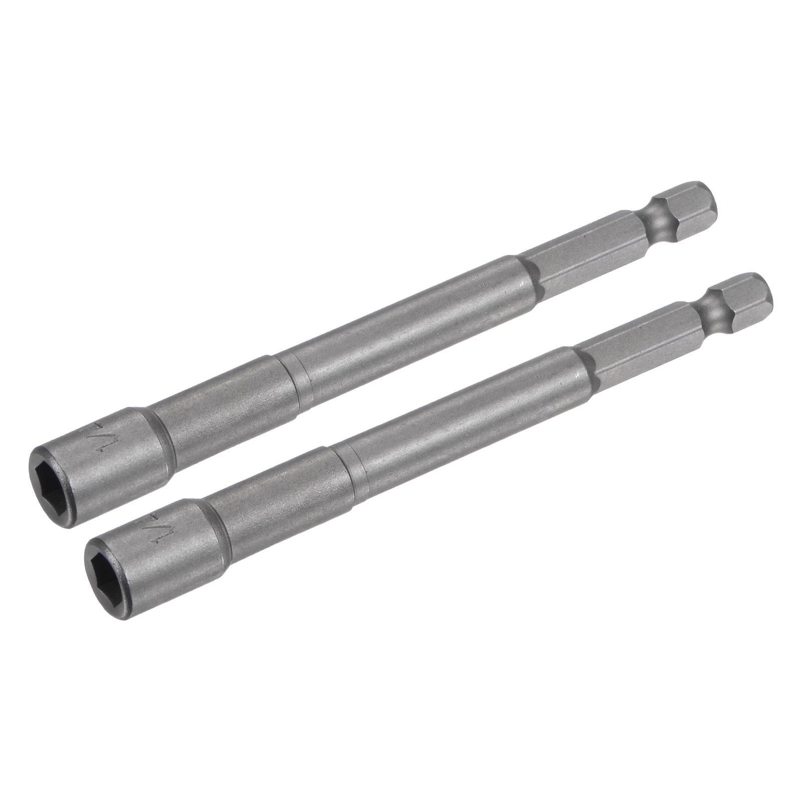 2pcs 1/4″ Quick-Change Hex Shank 1/4″ Magnetic Nut Driver Bit 4″ Length SAE