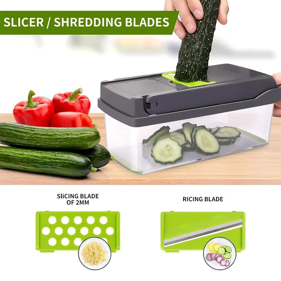 Multi Function 14 In 1 Vegetable Chopper Onion Dicer Fruit Cutter Kitchen Slicer