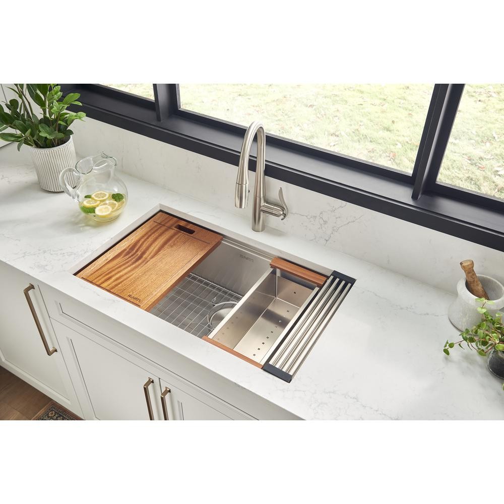 Ruvati 32-inch Workstation Ledge Undermount 16 Gauge Stainless Steel Kitchen…