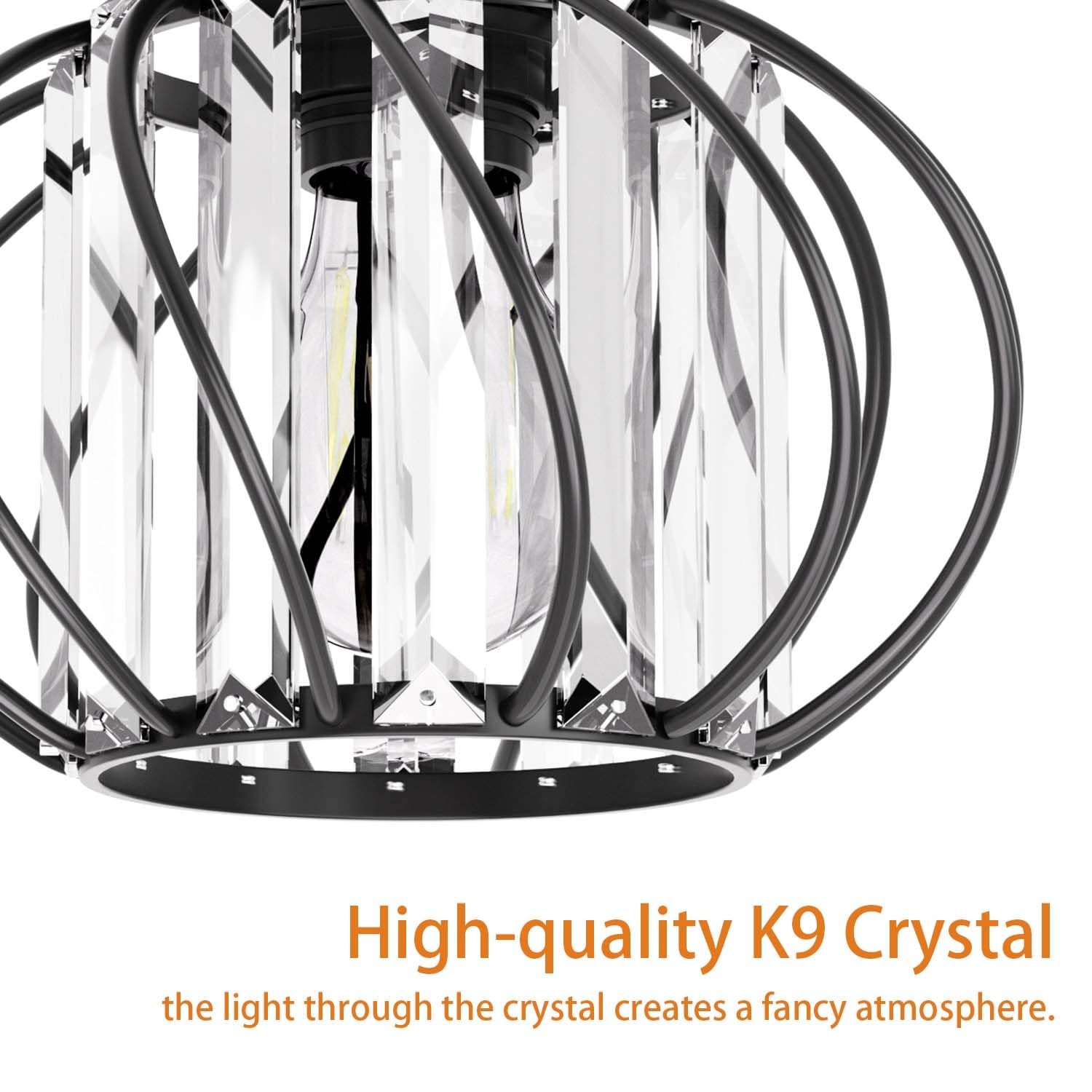 2 Mini Lamparas Elegantes En Cristal Para Sala De Techo Negras Moderna 7.48 Inch