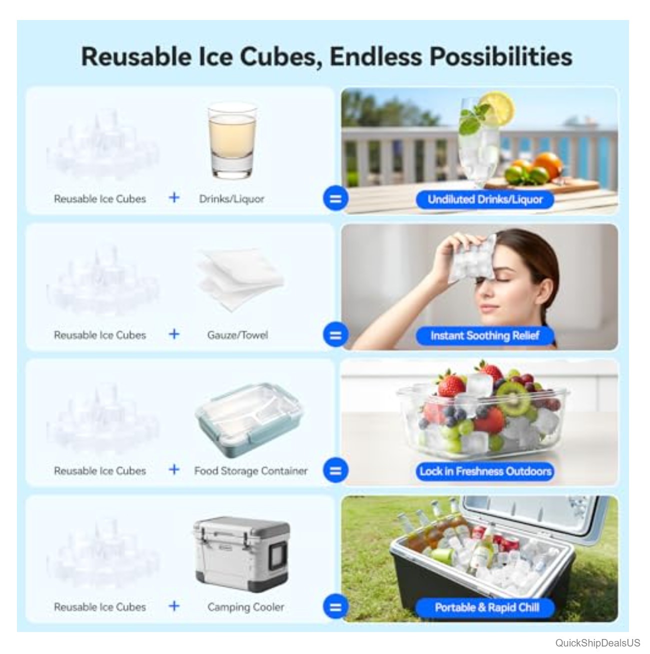 360 Pack Reusable Ice Cubes Drinks BPA-Free Ice Packs Lunch Boxes Coolers
