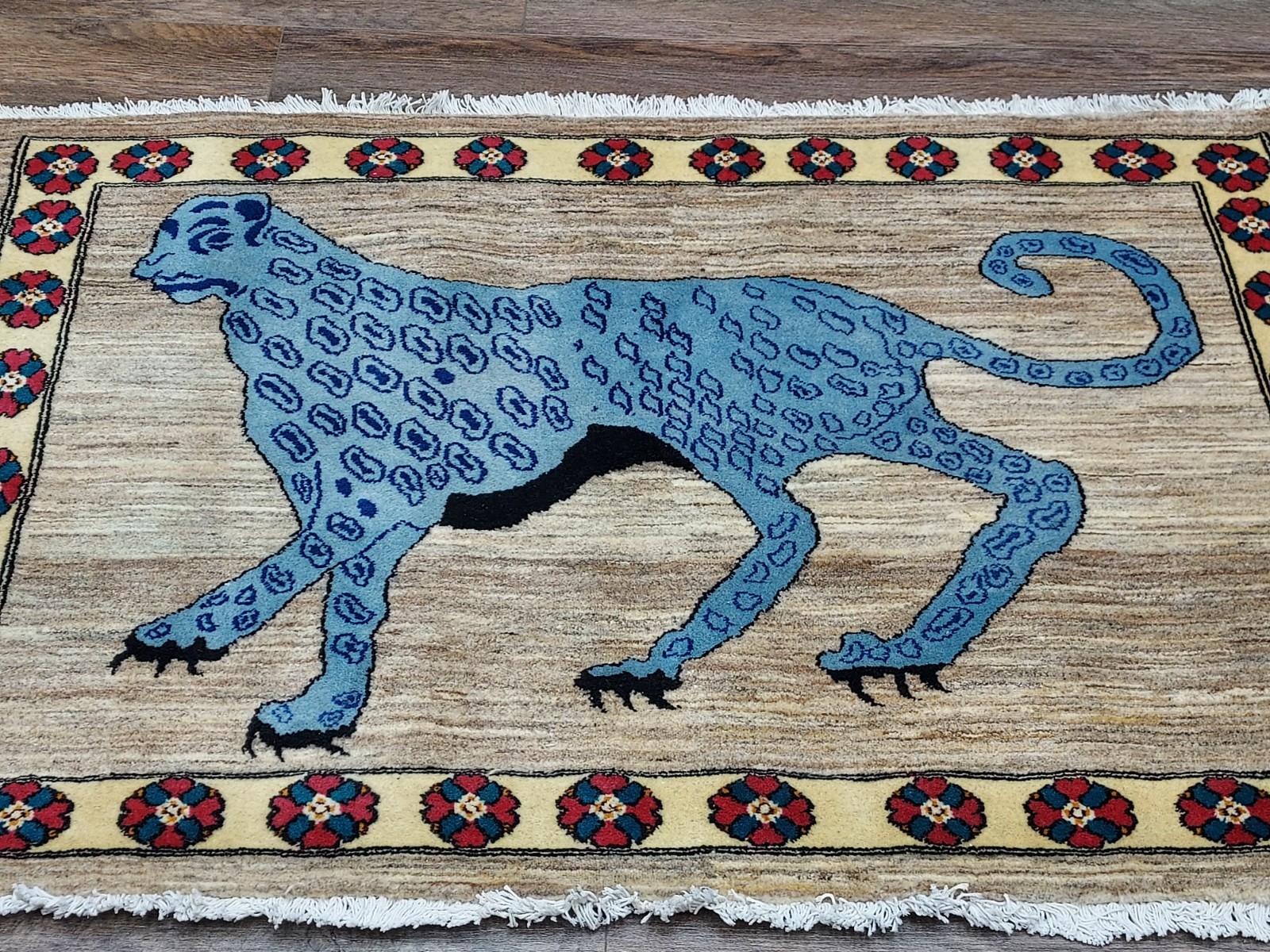 Turkish Rug,Turkish Hunting Rug,Turkish Village Lion Bohemian Rug, 3×4.6 Ft