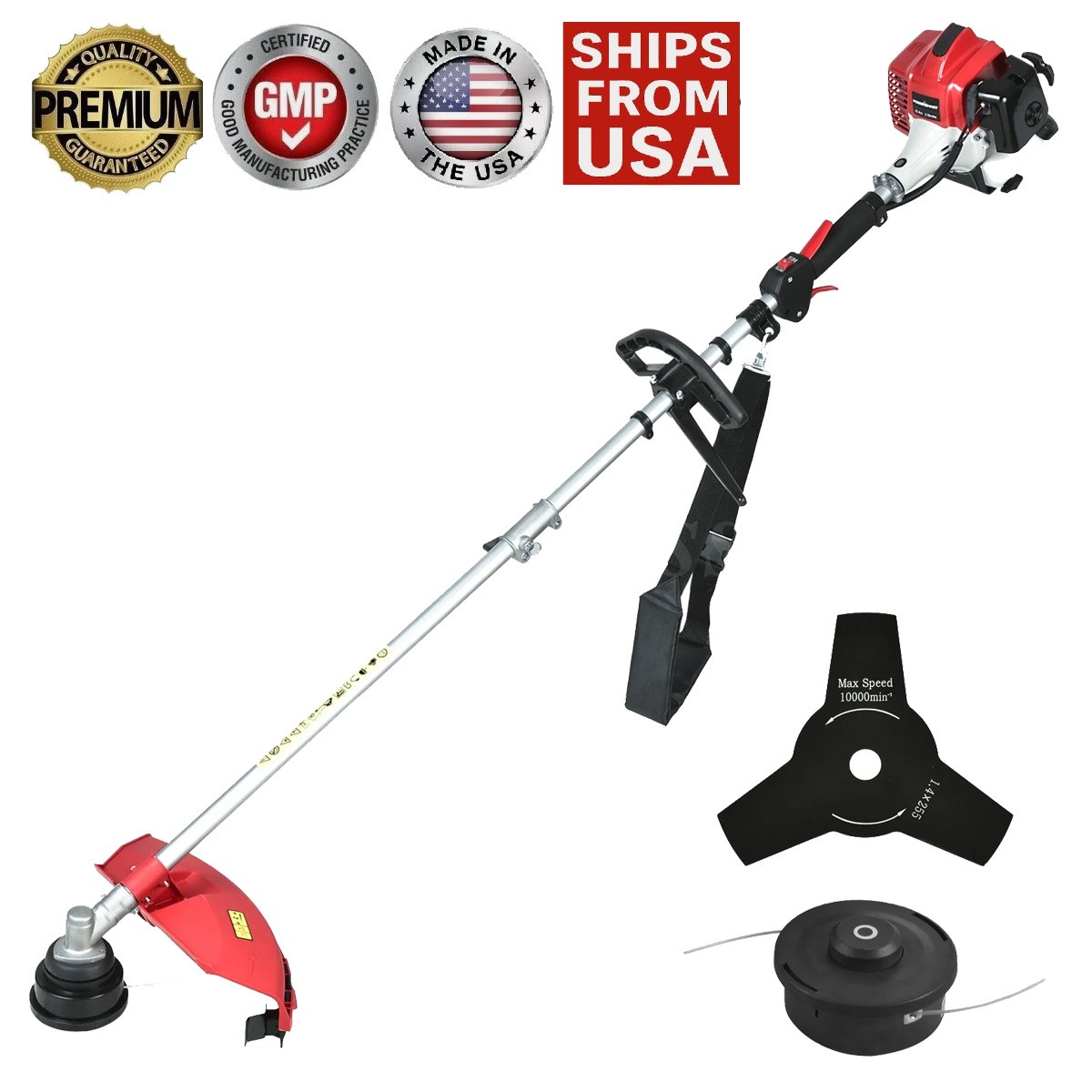 4-stroke Cordless String Trimmer 6500r/min 31cc 2-in-1 Weed Eater for LawnsGrass