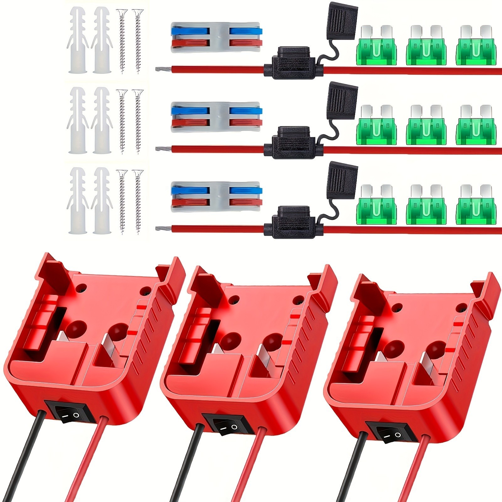 3 Pcs Power Wheel Adapter Compatible With Milwaukee 18V Battery for DIY RC Car