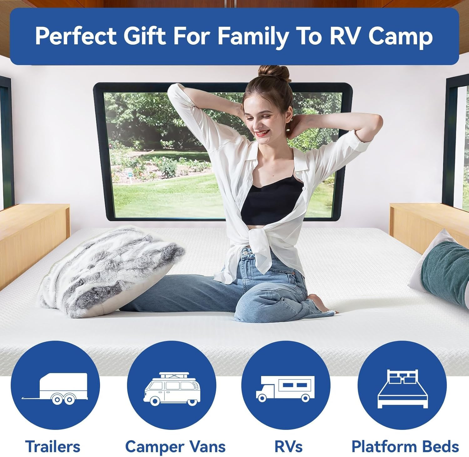 10″ Short Queen Memory Foam RV Mattress – Cooling Gel, CertiPUR-US, USA Made