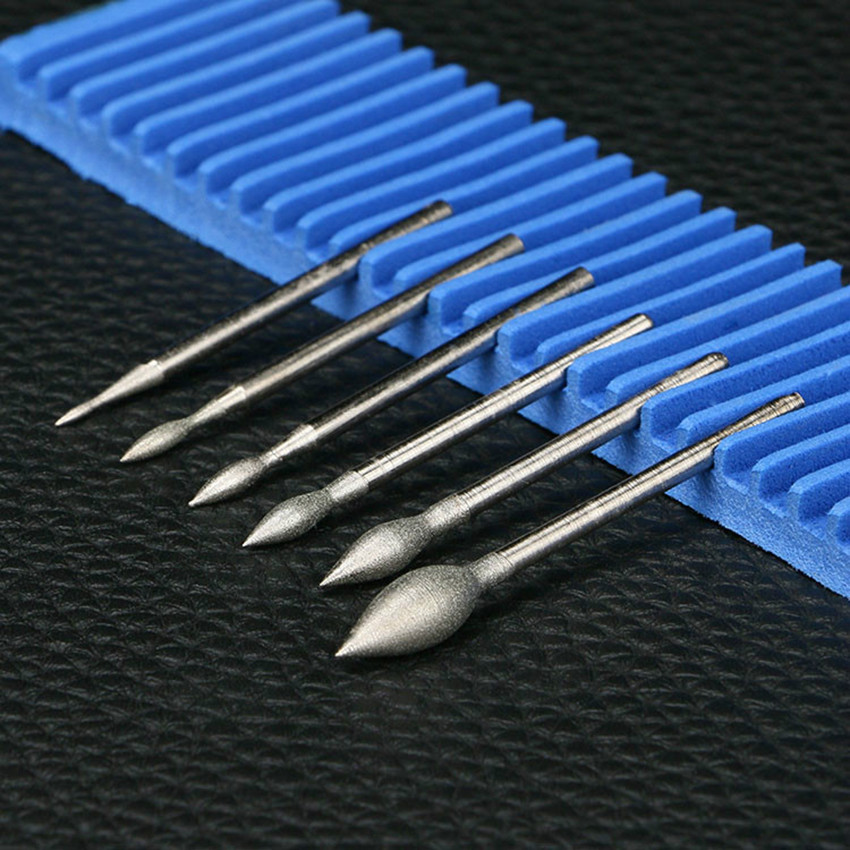 Diamond Burr Bit 2.35mm Shank 400-1200 Grit for Rotary Tool 1mm-6mm 1/5/10 pcs