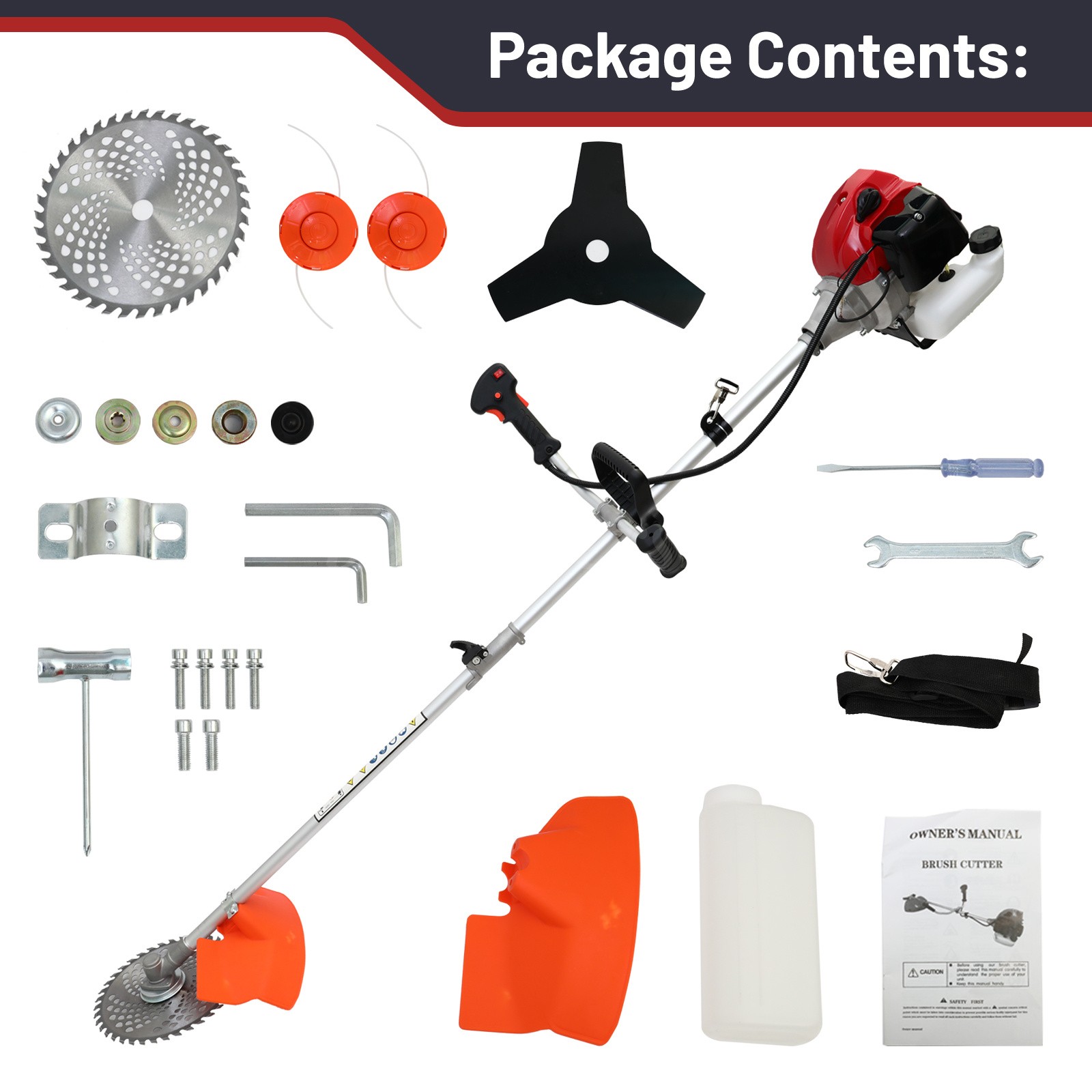 58cc 2-Cycle Gas Grass String Trimmer Gas Weed Eater Straight Shaft Lawn Mower