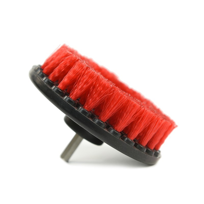 CarCarez Drill Brush stiff Bristle Use w/Power Drill Upholstery Cleaning Red