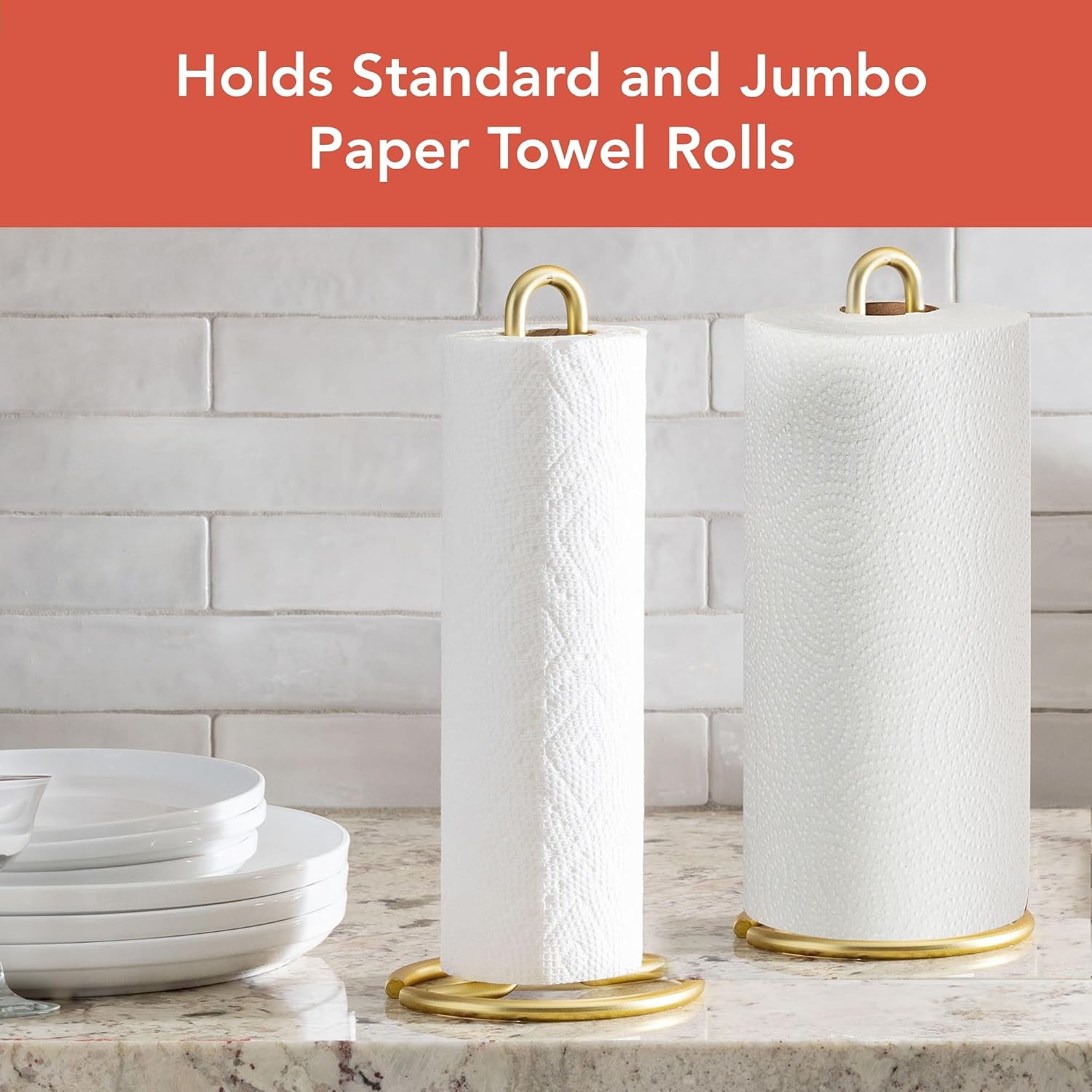 Chrome Paper Towel Holder Countertop Kitchen Organizer, Easy Tear Modern