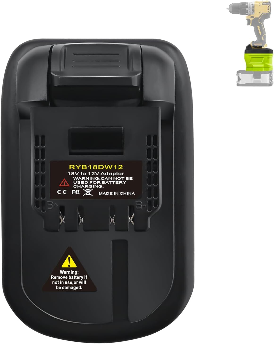 Battery Adapter for Ryobi 18V Li-ion Battery Convert to for Dewalt 12V Tool Use