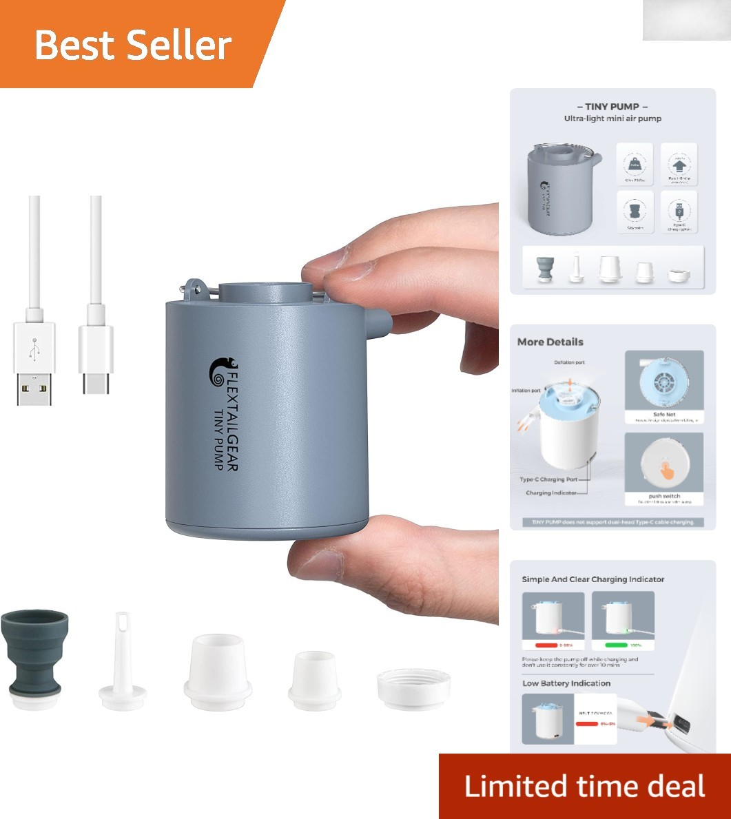 Lightweight 1300mAh Mini Air Pump – Fast Inflating & Deflating for Travel