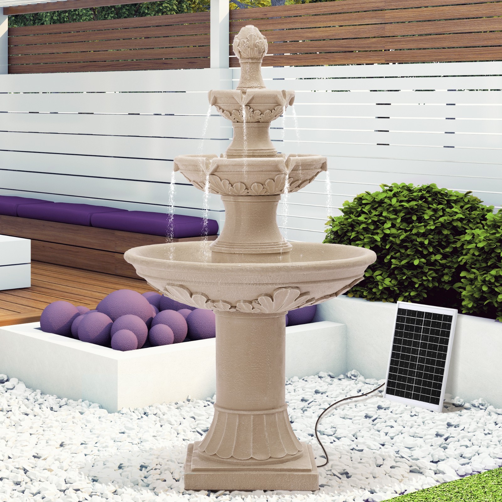 48″ High Solar Italian Feature Freestanding Water Fountain Outdoor and Indoor