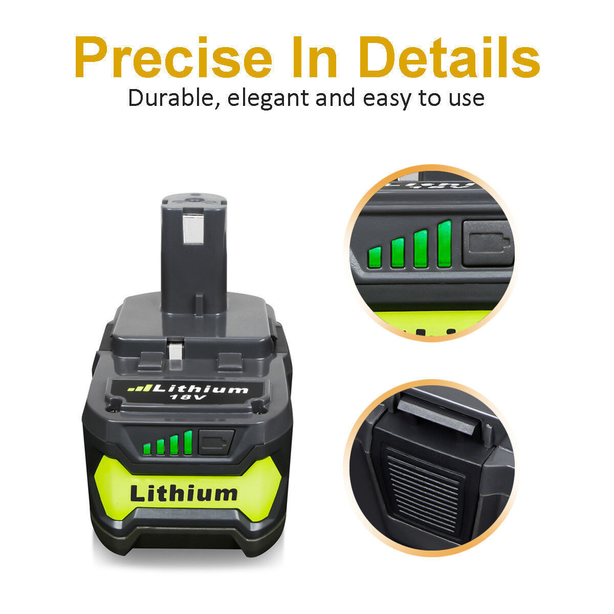 5.0Ah 18V Battery For RYOBI 18 Volt P108 One Plus High Capacity Lithium-Ion P102