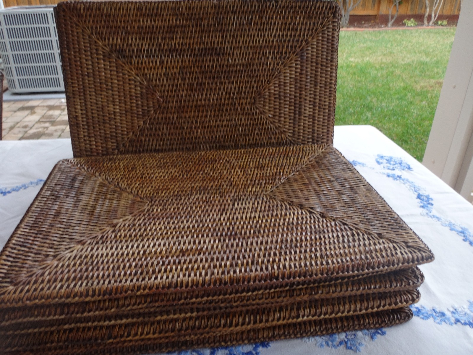 4~Honey Brown Tava Rattan Handwoven Rectangular 18″ x 12 1/2″ Placemats