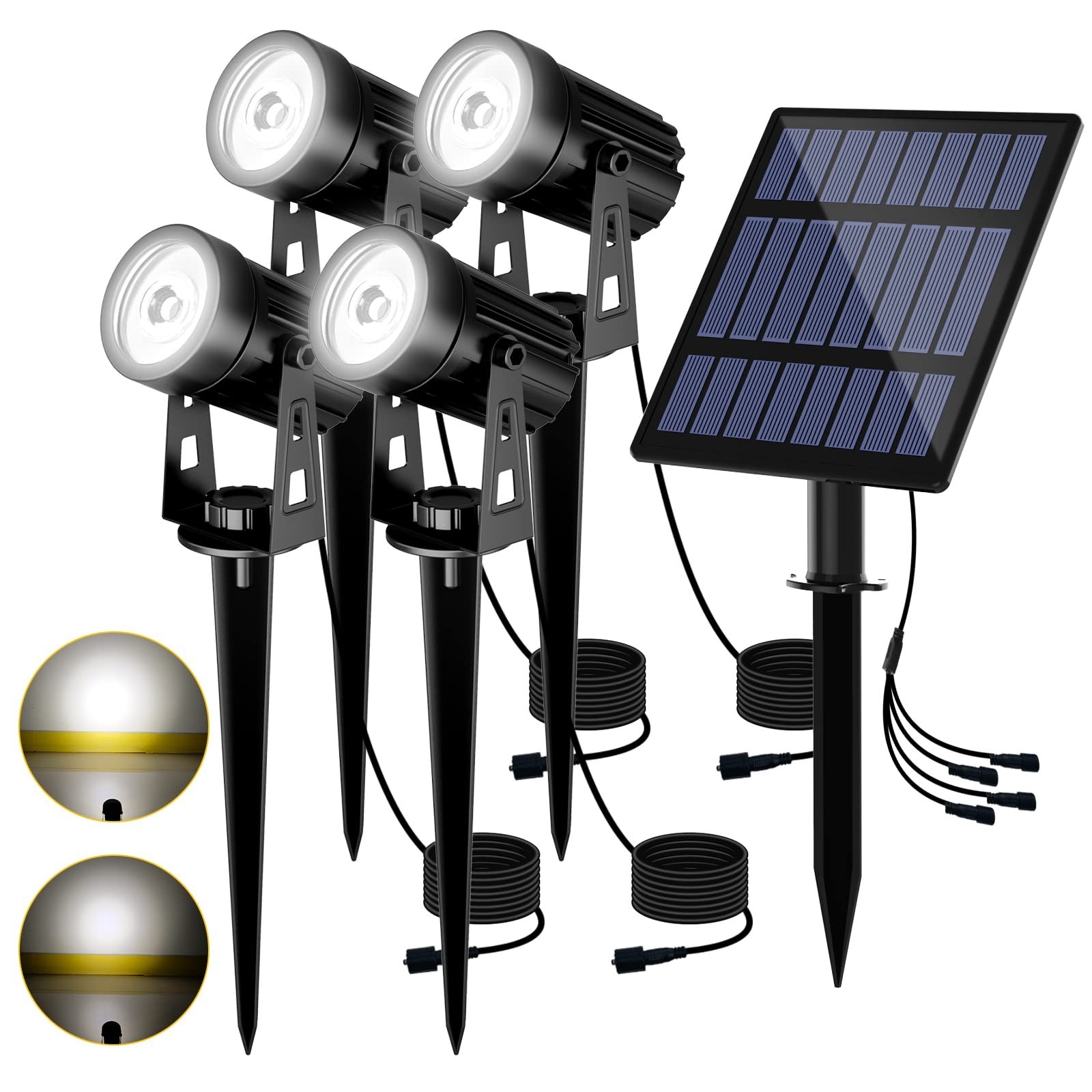 T-Sun Solar Spotlights – 4-in-1 Outdoor Waterproof Auto ON/OFF Solar Lights f…