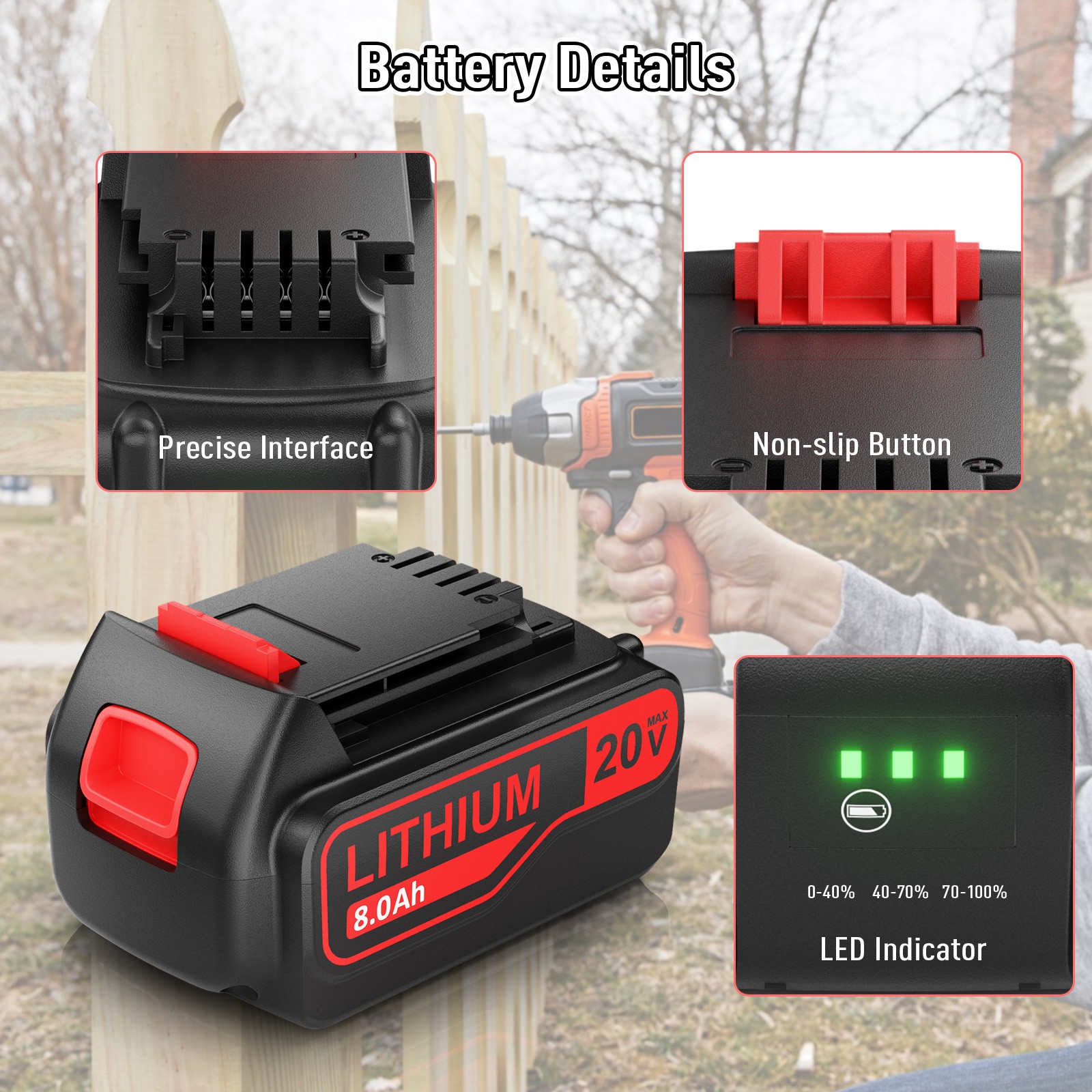For Black & Decker 3.0AH /8.0AH Lithium Battery Li-Ion 20V MAX LBXR20 LBXR2020
