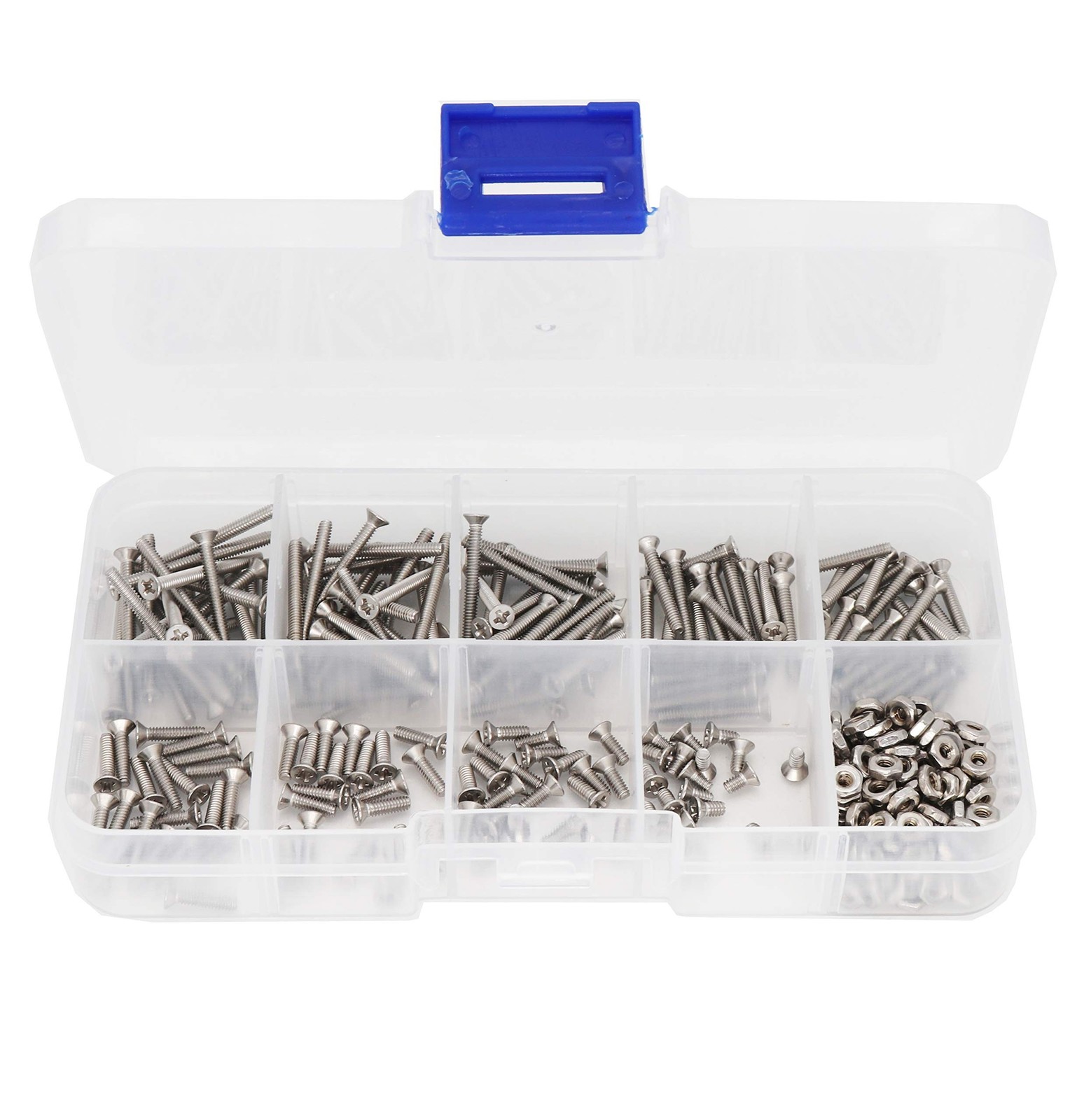 280pcs 2-56 Flat Phillips Countersunk Head Machine Screws Hex Nuts Assortment…