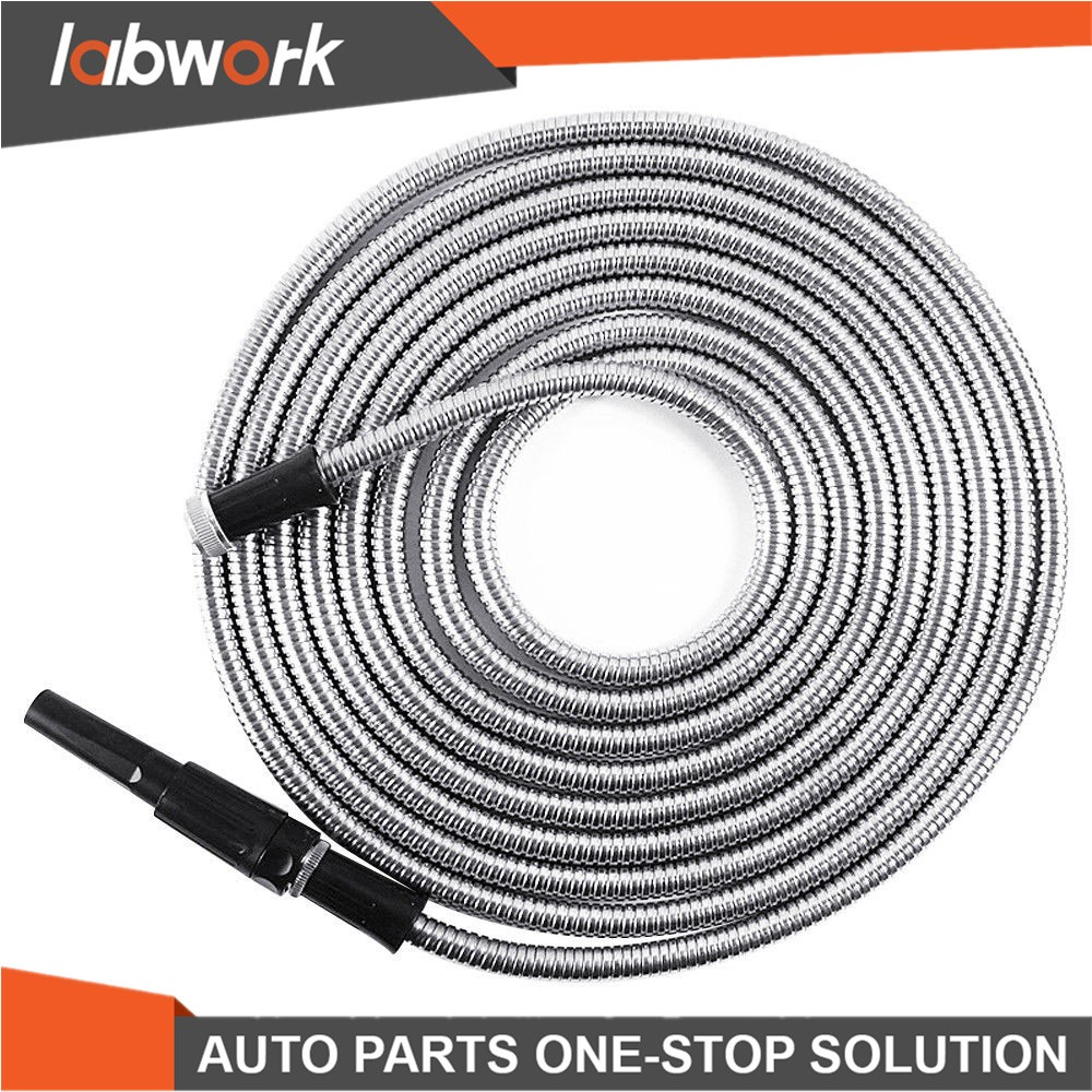 Labwork 25/50/75/100FT Lightweight Stainless Steel Metal Garden Water Hose Pipe