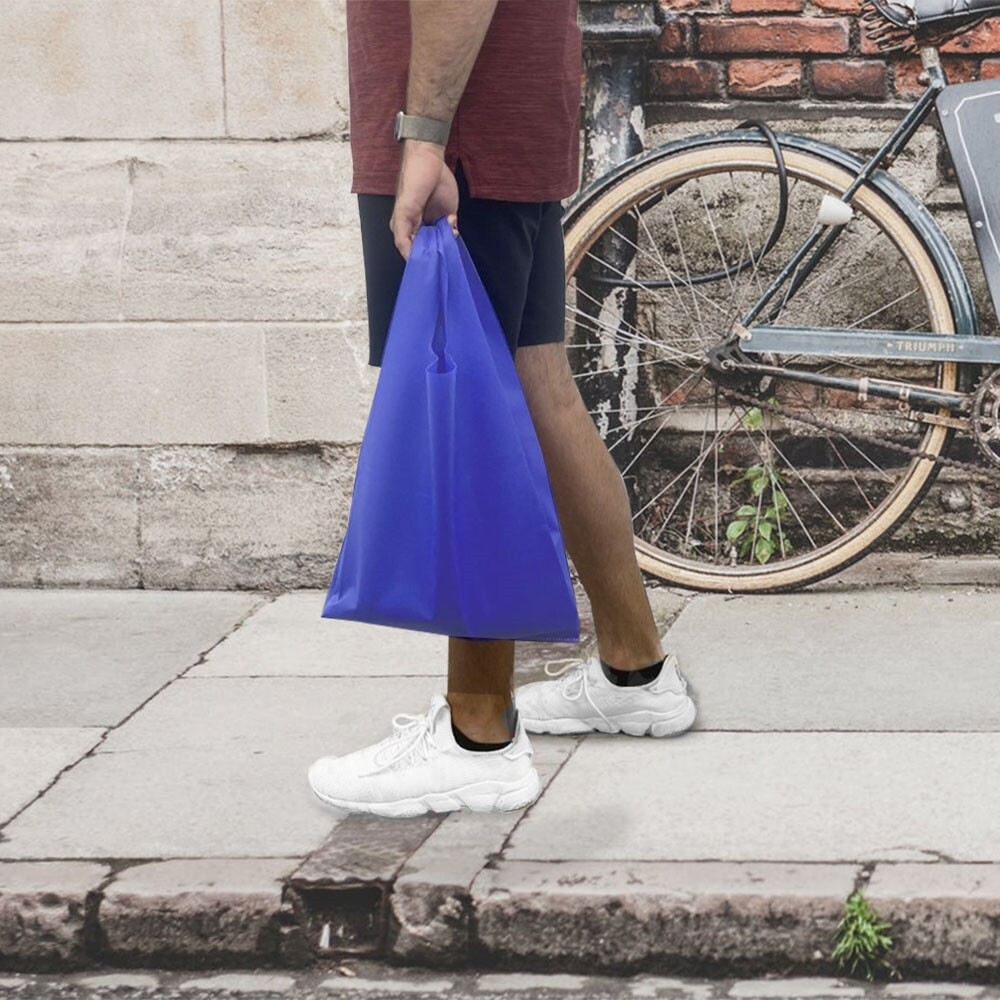 10pcs Blue Reusable Handle Gift Grocery Shopping Bags ~ 2 Size Options