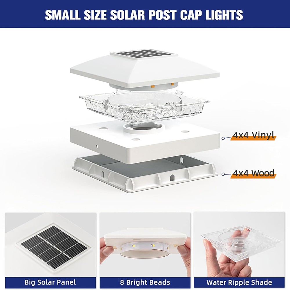 12 Pack Solar Post Cap Light For 4×4 Outdoor Waterproof LED Deck Fence Light