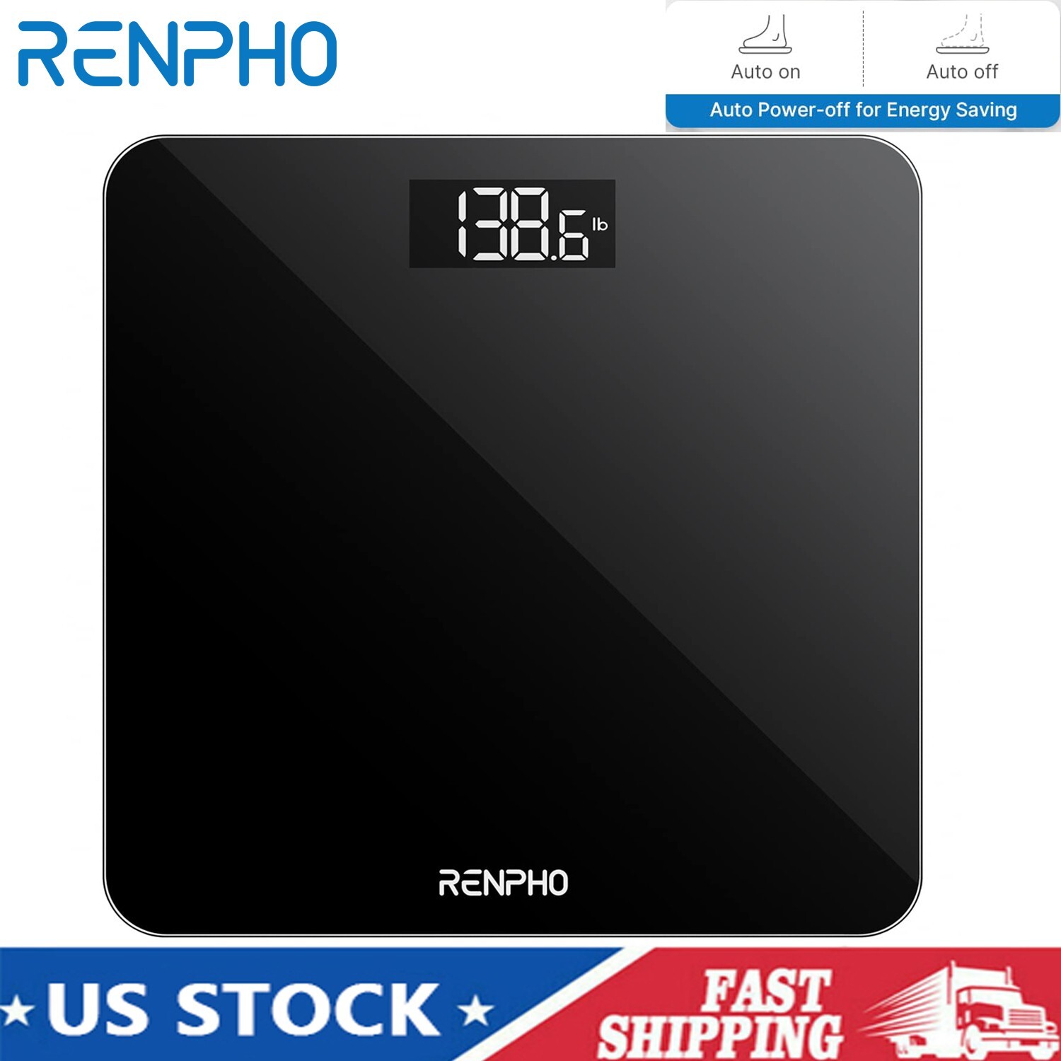 Digital Body Weight Bathroom Scale w/ Step-on Technology Battery Powered 400lb