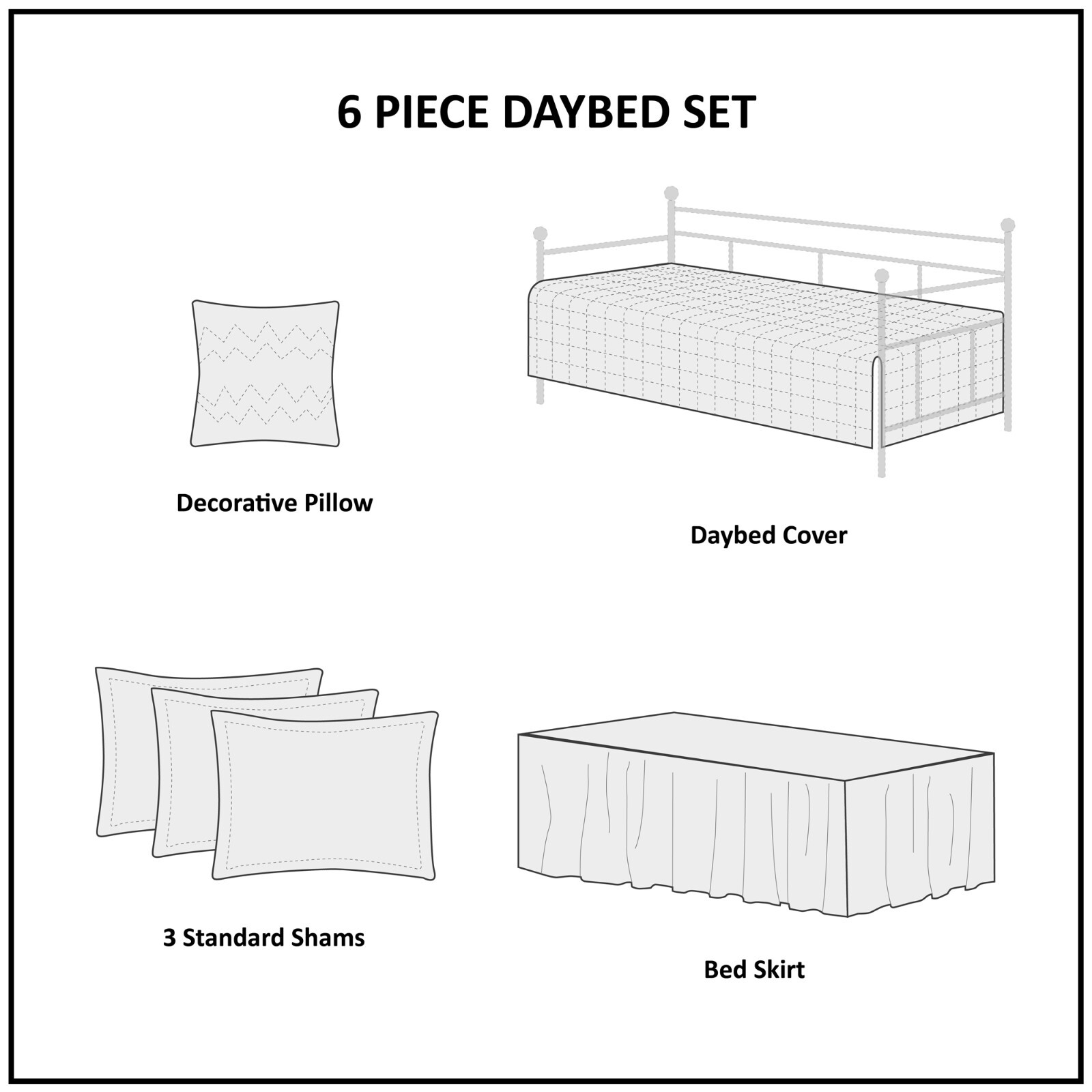 Madison Park 6 Piece Rustic Style Reversible Daybed Cover Set for Guest Room