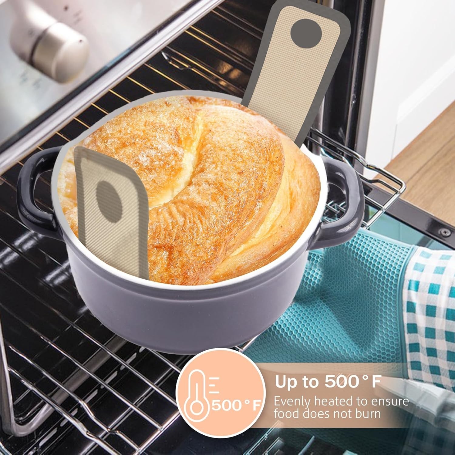 Silicone Bread Sling for Dutch Oven 2 PCS Non-Stick & Easy Clean Reusable Gray