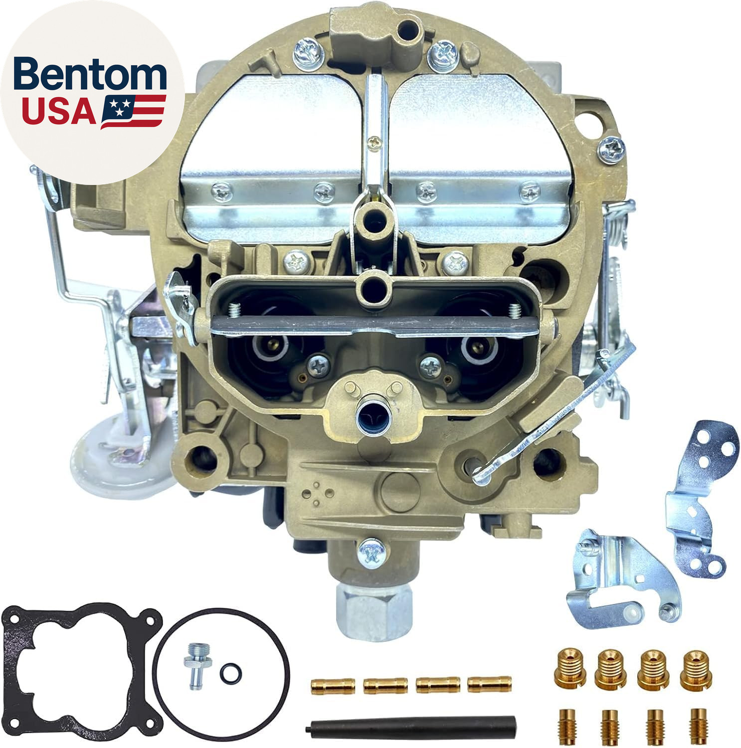 4 Barrel Quadrajet 750CFM Carburetor with FRONT/STRAIGHT GASOLINE INLET, Replace