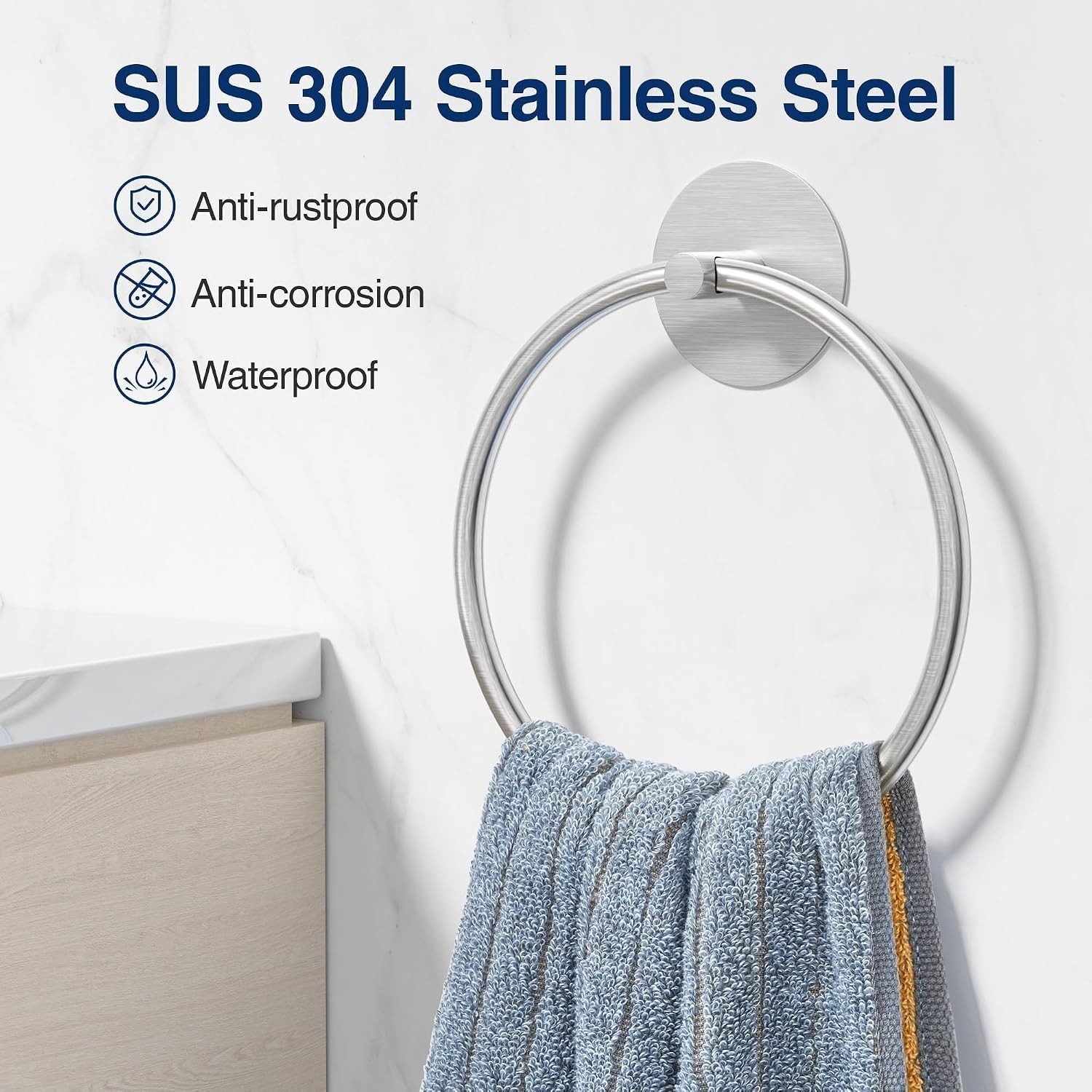 Nickel Brushed Bathroom Towel Ring – Stainless Steel Bathroom Towel Rack