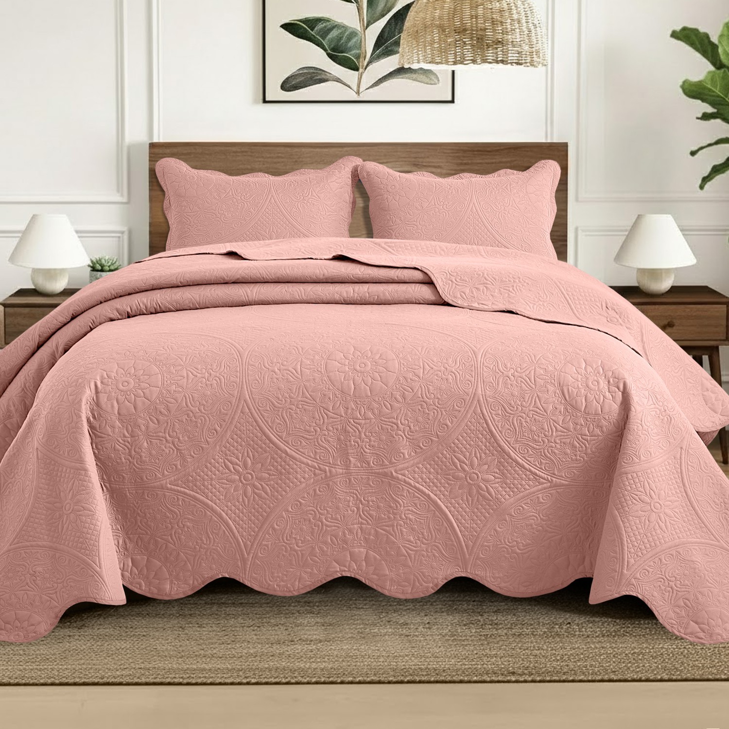 Luxury Bedspread Set 3 Piece Quilted Coverlet Bed Throw Queen King Size Bedding