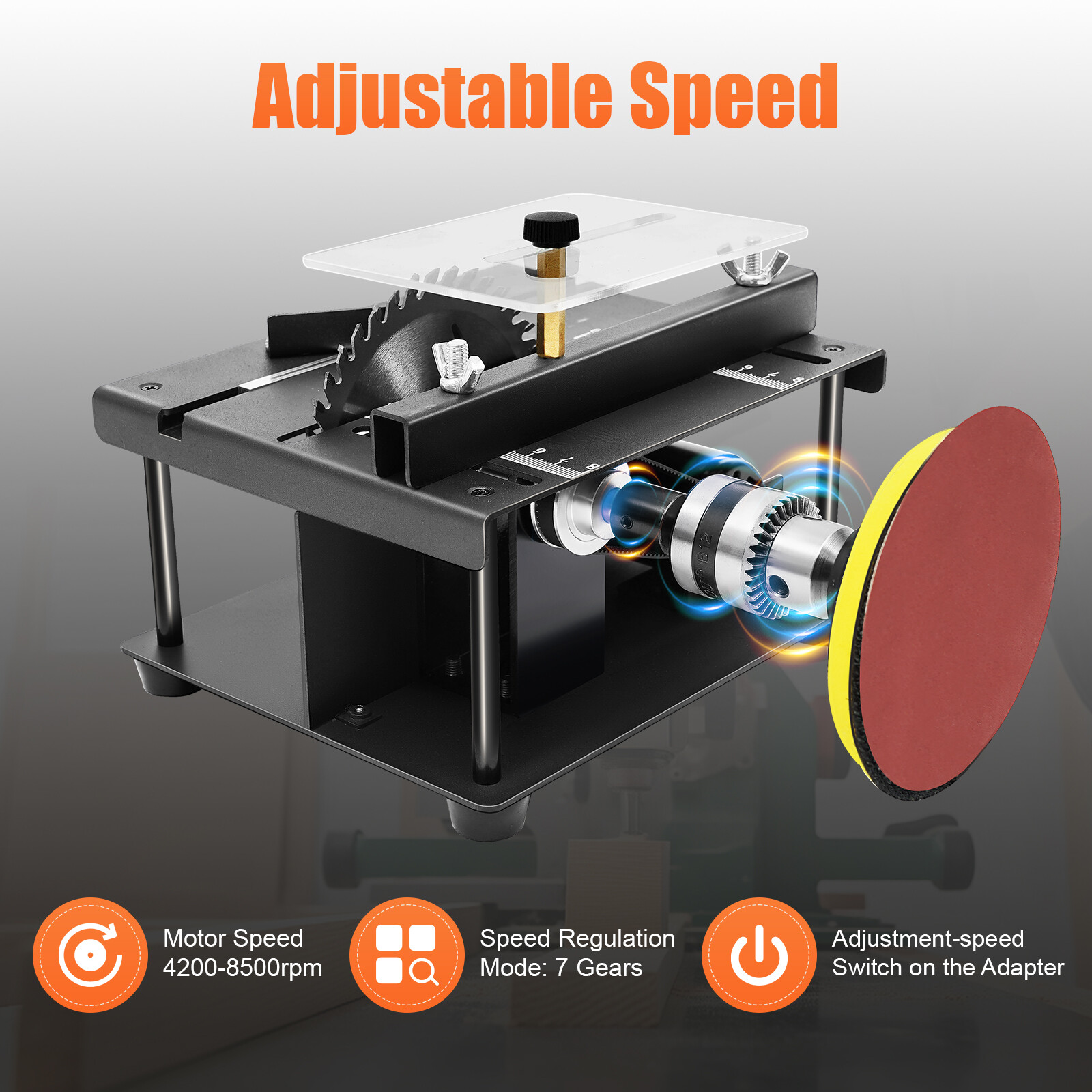 Compact Heavy Duty Table Saw Rotating Speed 1000-3000r/min Work Shop Portable US