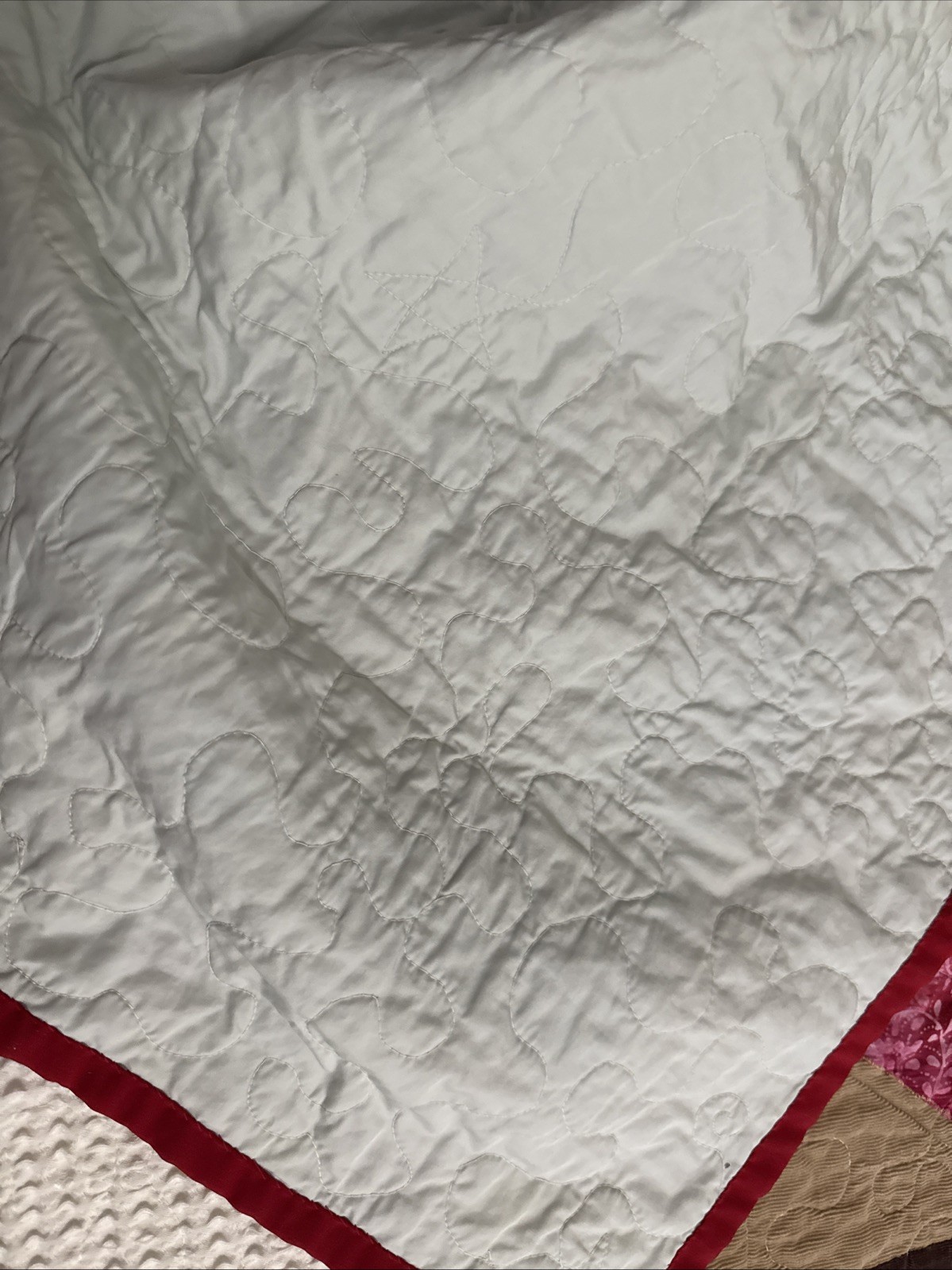 Vintage Handmade Patchwork Appliqué Unisex Baby Nursery Crib Quilt Textured
