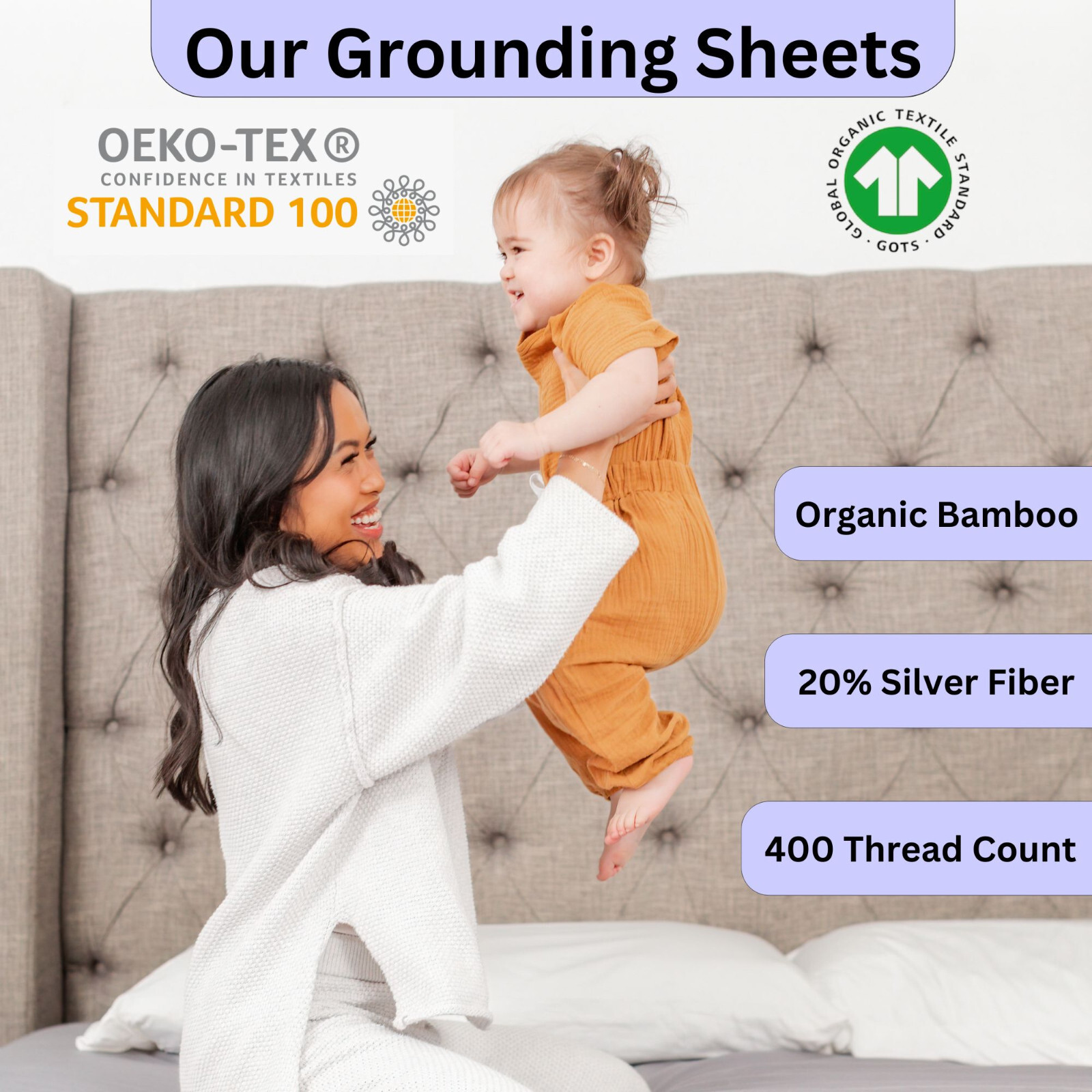 Fitted Grounding Sheets, 20% Silver + Organic Bamboo, Silky Soft MADE IN USA