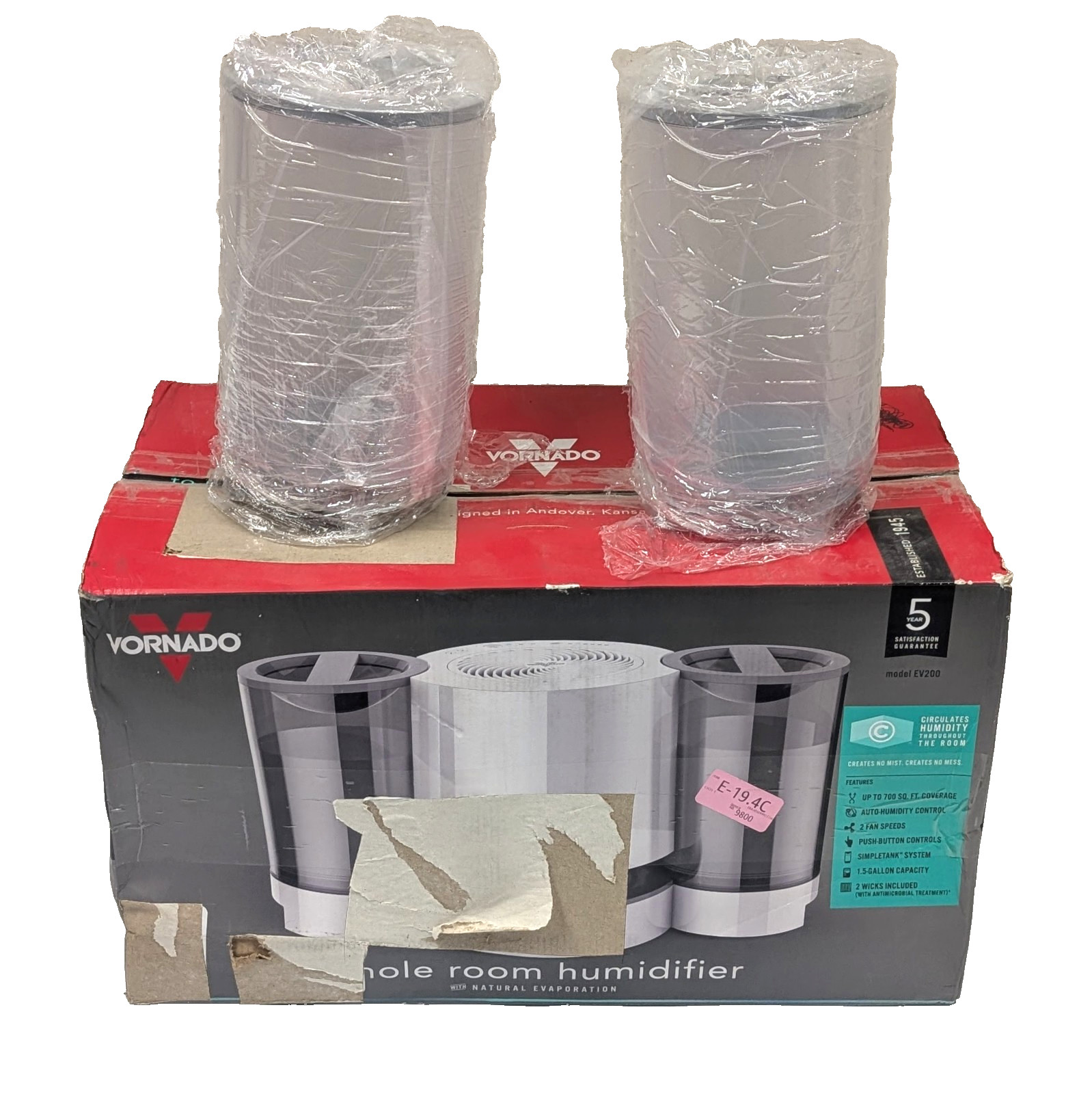 Vornado EV200 Evaporative Whole Room 700sqft Humidifier w/ Extra Tank Set NEW