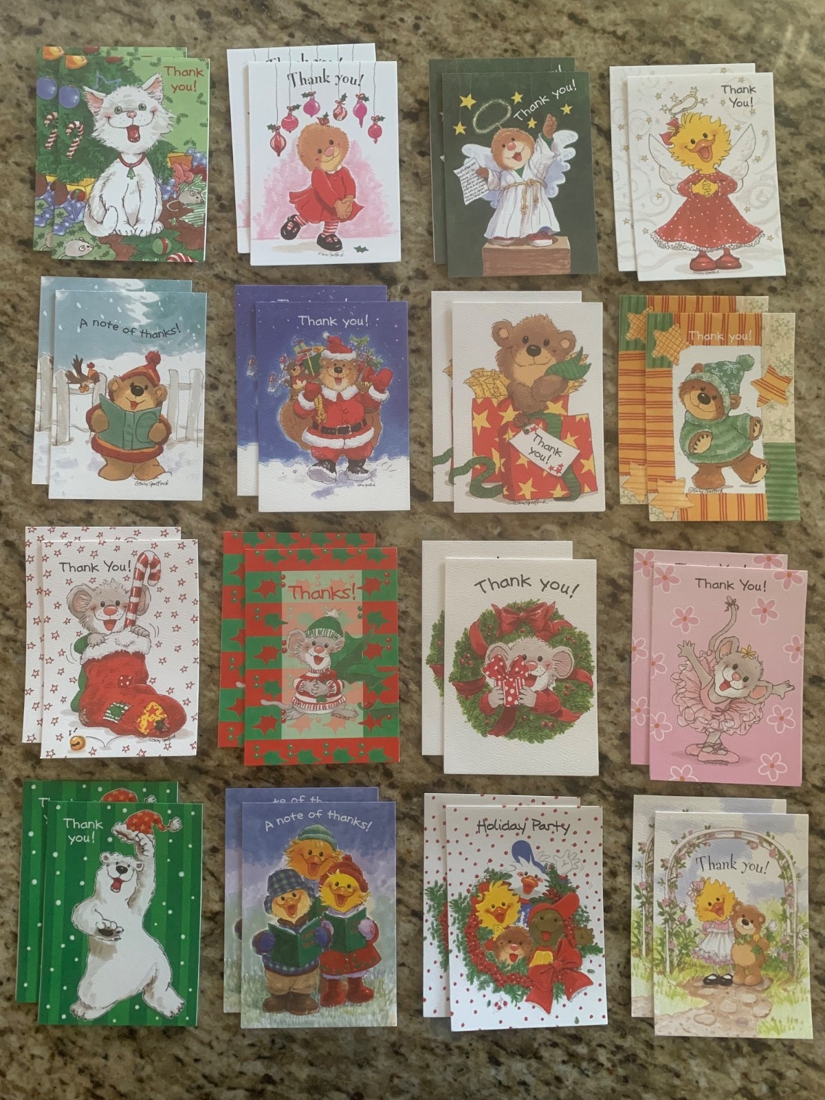 Suzy’s Zoo: 32 Christmas and beyond “Thank You” cards without envelopes.