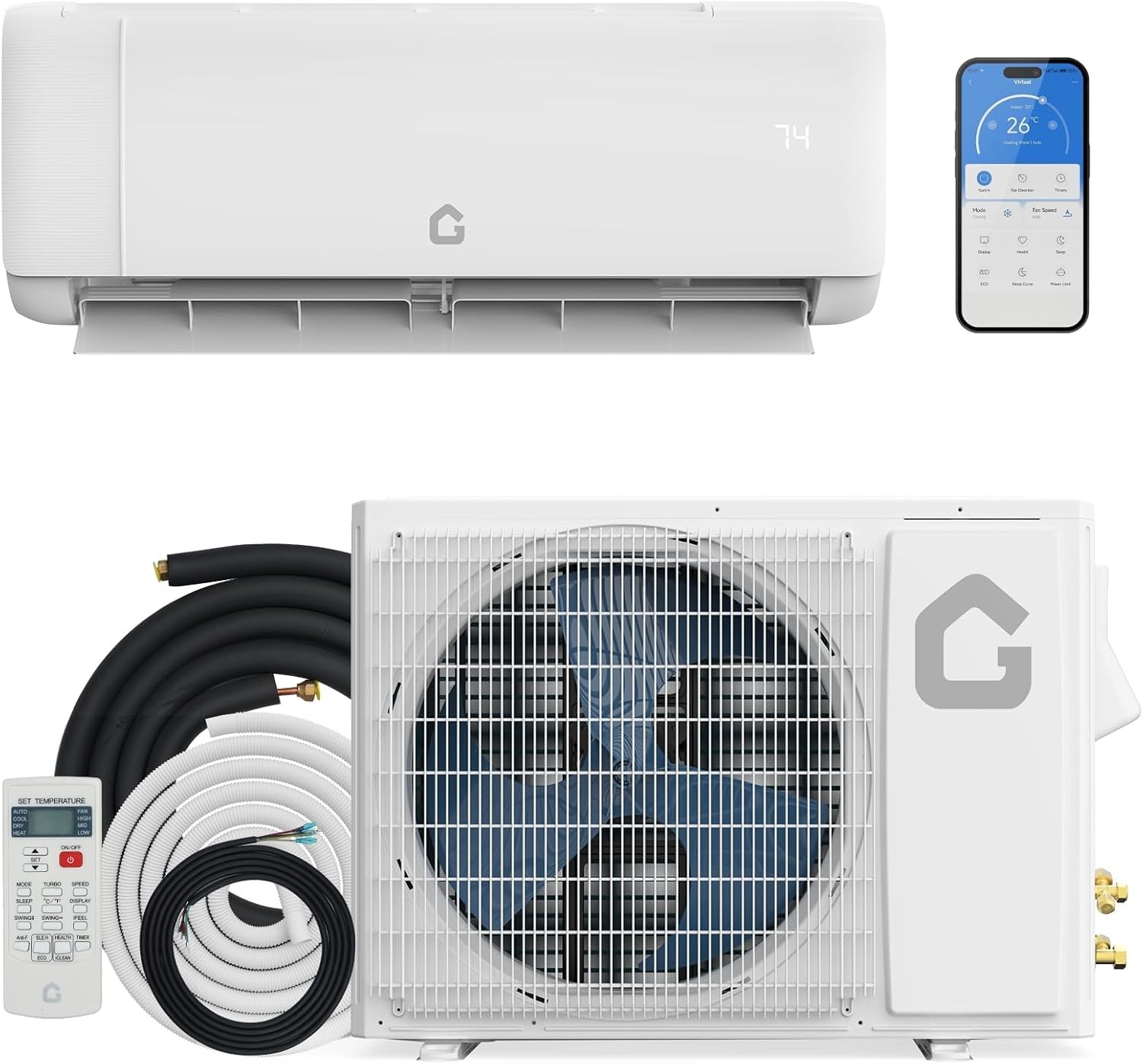 ✅24000 BTU Mini Split Air Conditioner & Heat Pump 19 SEER2 Ductless Mini Split