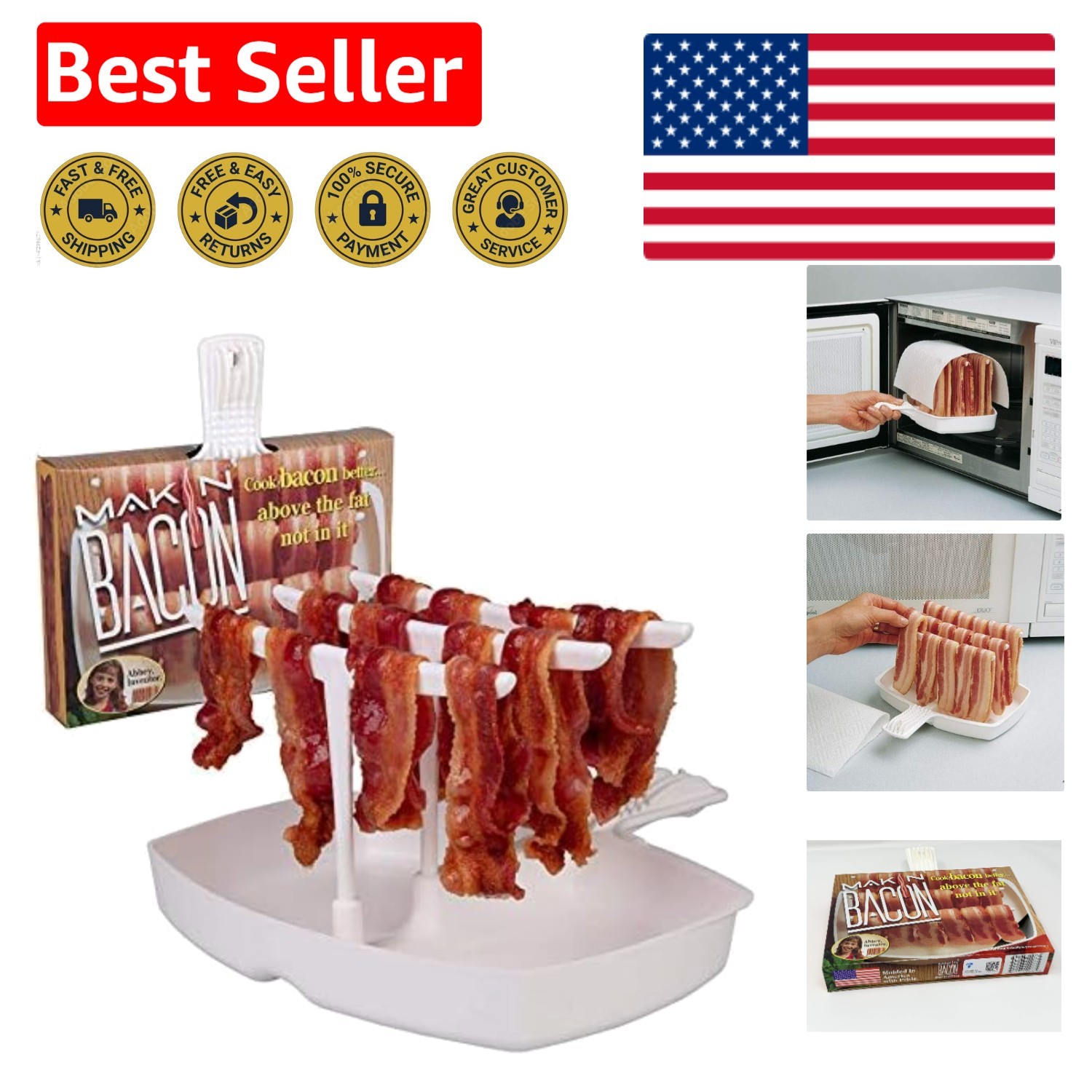 Health-Conscious Cooking with Microwave Bacon Dish: 1.0 Count, Dishwasher Safe