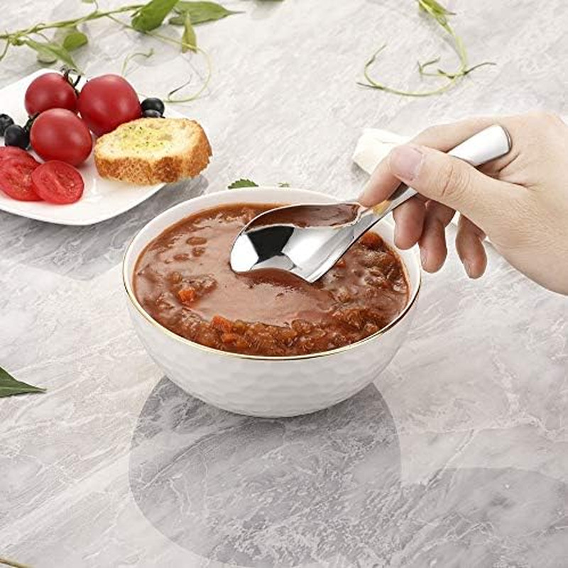 Thick Heavy-Weight Soup Spoons, High Grade Stainless Steel Soup Spoons, Set of 6