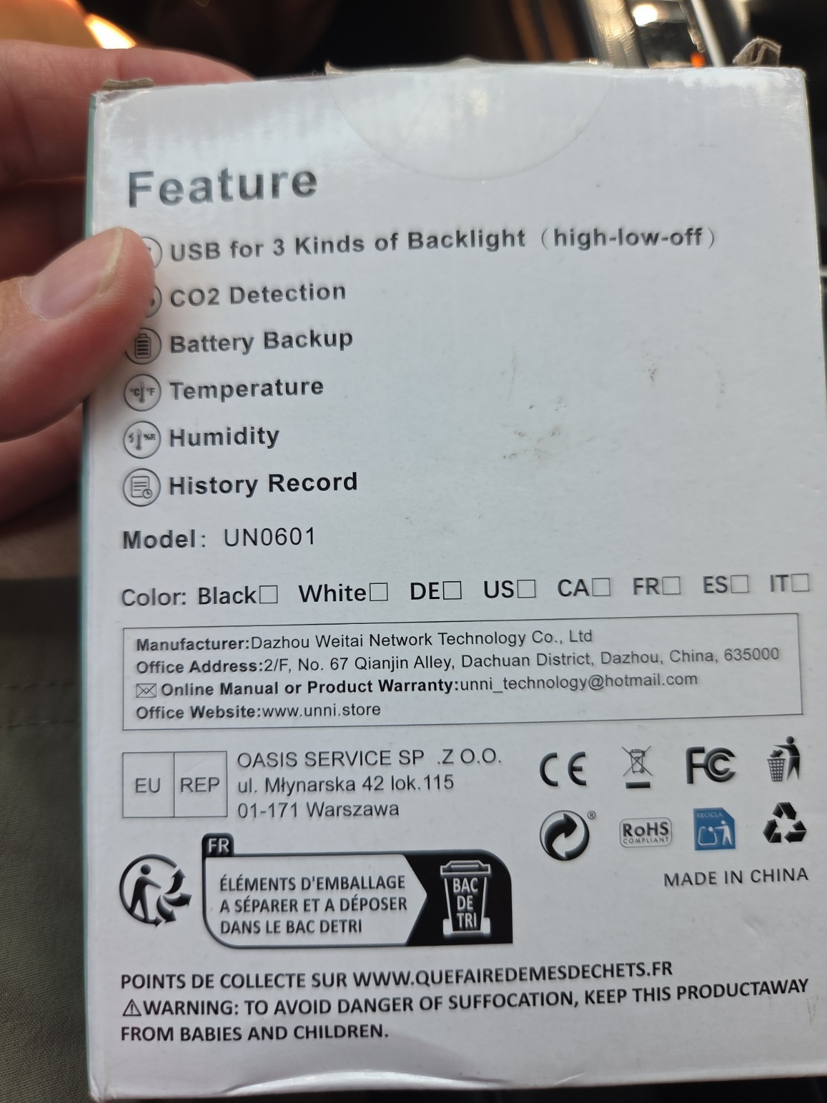Unni – CO2 Monitor – Model UN0601- Brand New!!