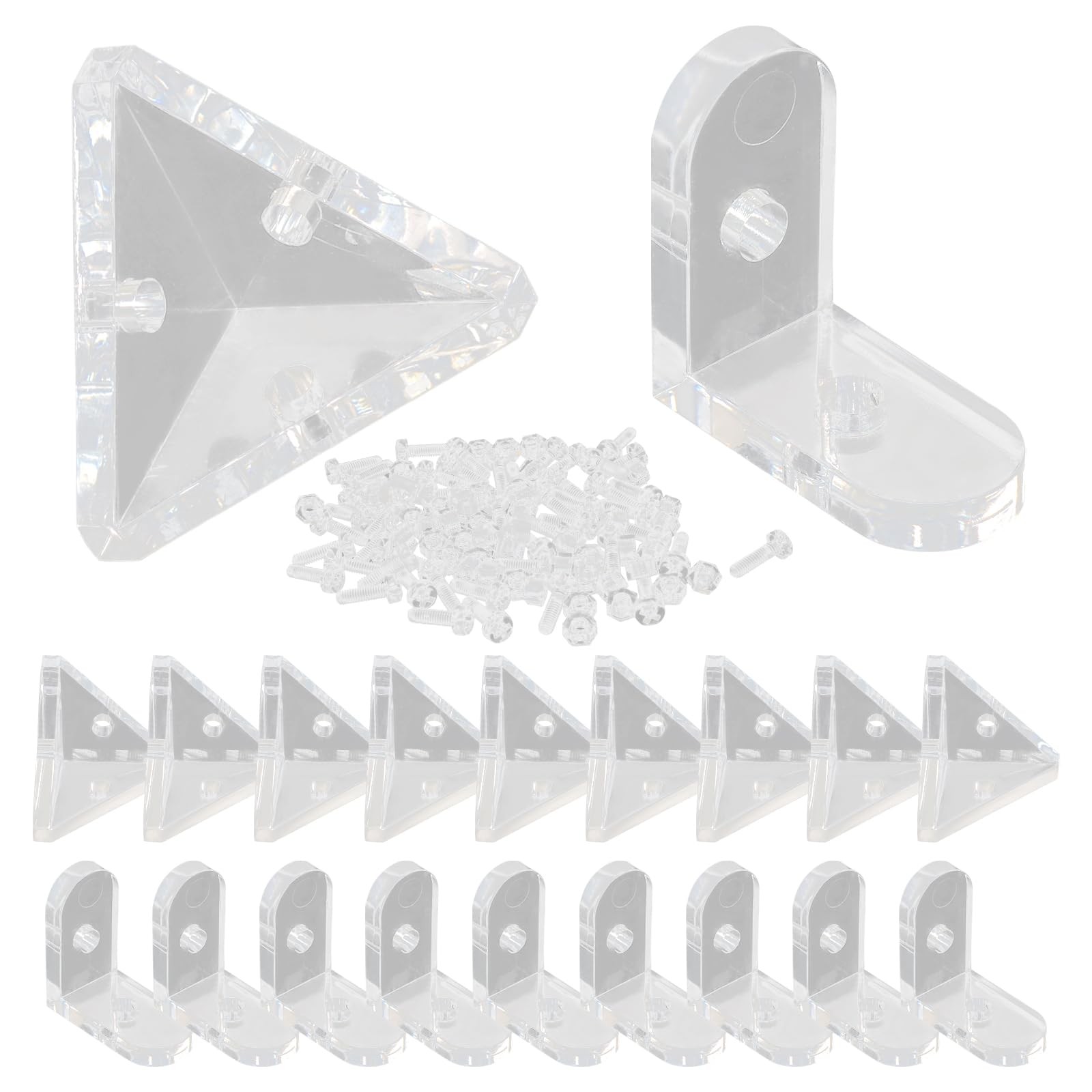 20 Pack Acrylic Corner Brackets Clear L-Shaped Triangle Corner Brace Decorative