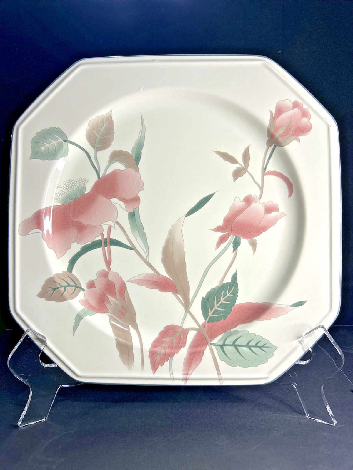 Mikasa Continental Silk Flowers 12” Octagon Serving Platter Charger EUC