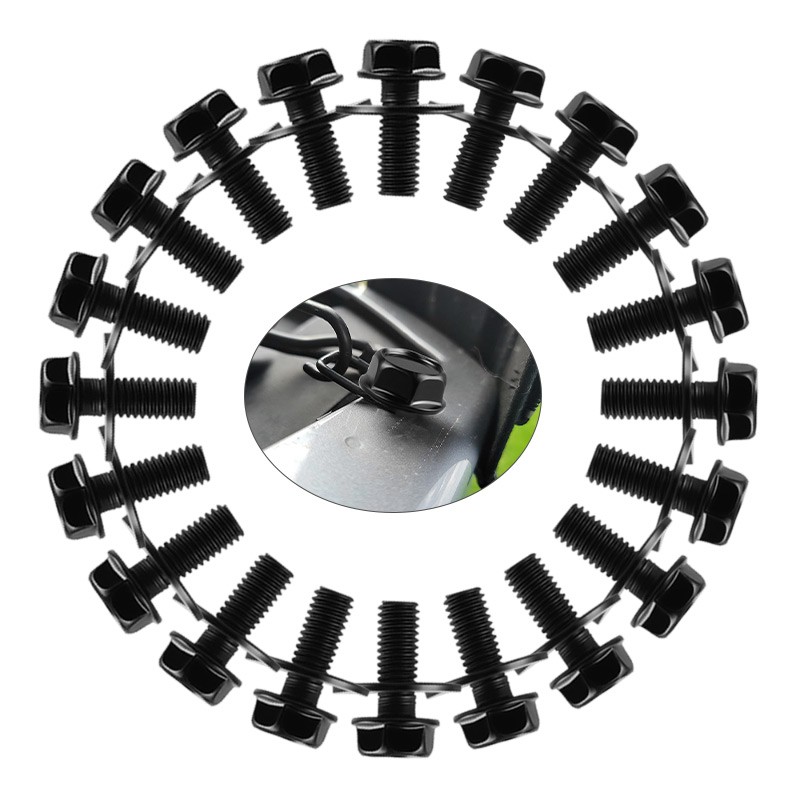 Car Body Bolts Screws Kit Fastener Fender M6-1.0x16mm Long-10mm Hex-17mm Washer