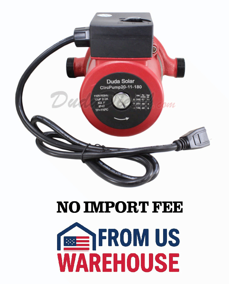 Duda Energy CircPump20-11-180 3-Speed Hot Water Circulation Pump 110V 1in
