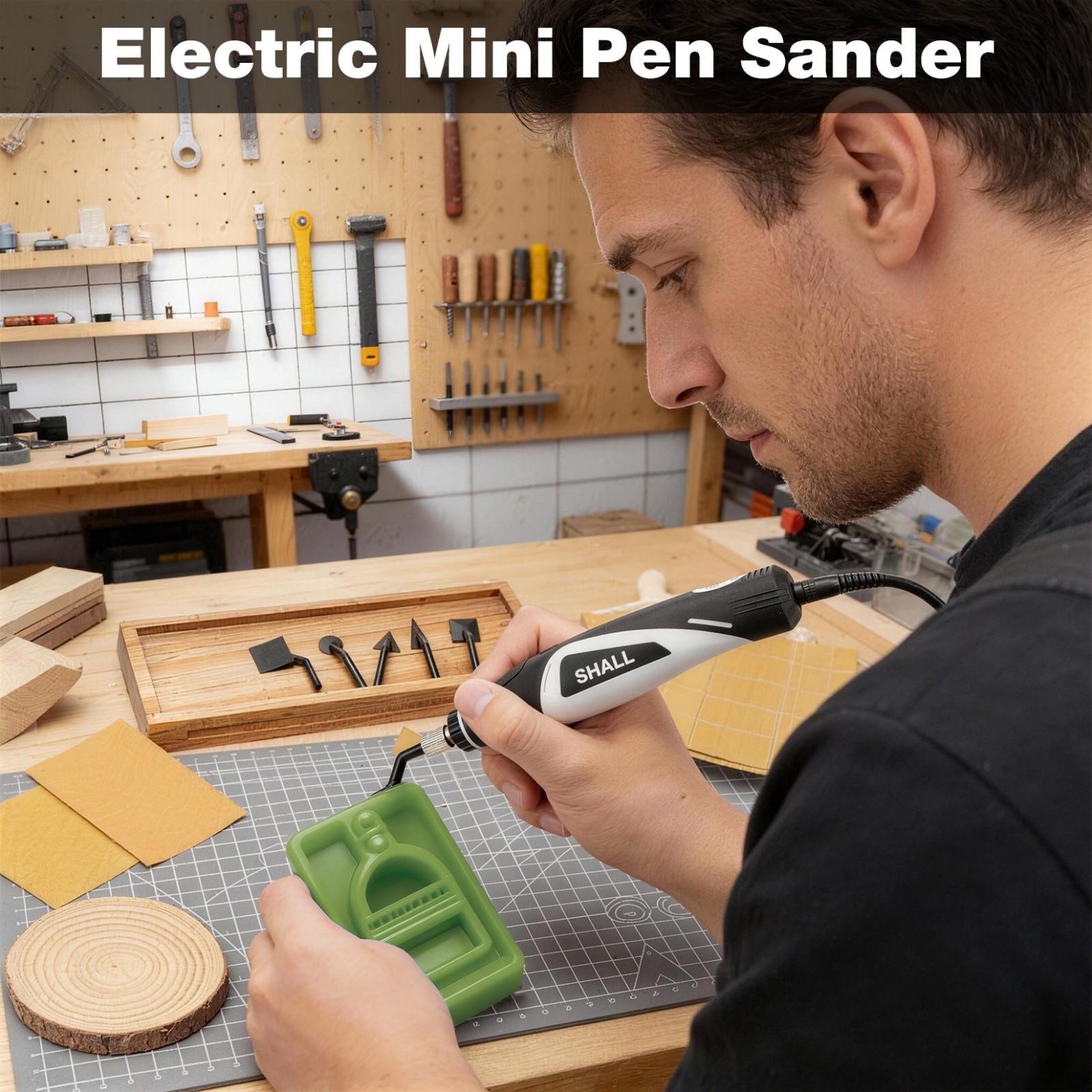 SHALL Mini Pen Sander, 12V Electric Reciprocating Sander with 4 Adjustable Speed