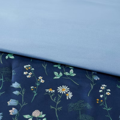 5pc Twin Extra Long Floral Printed Microfiber Reversible Comforter & Sheets Set